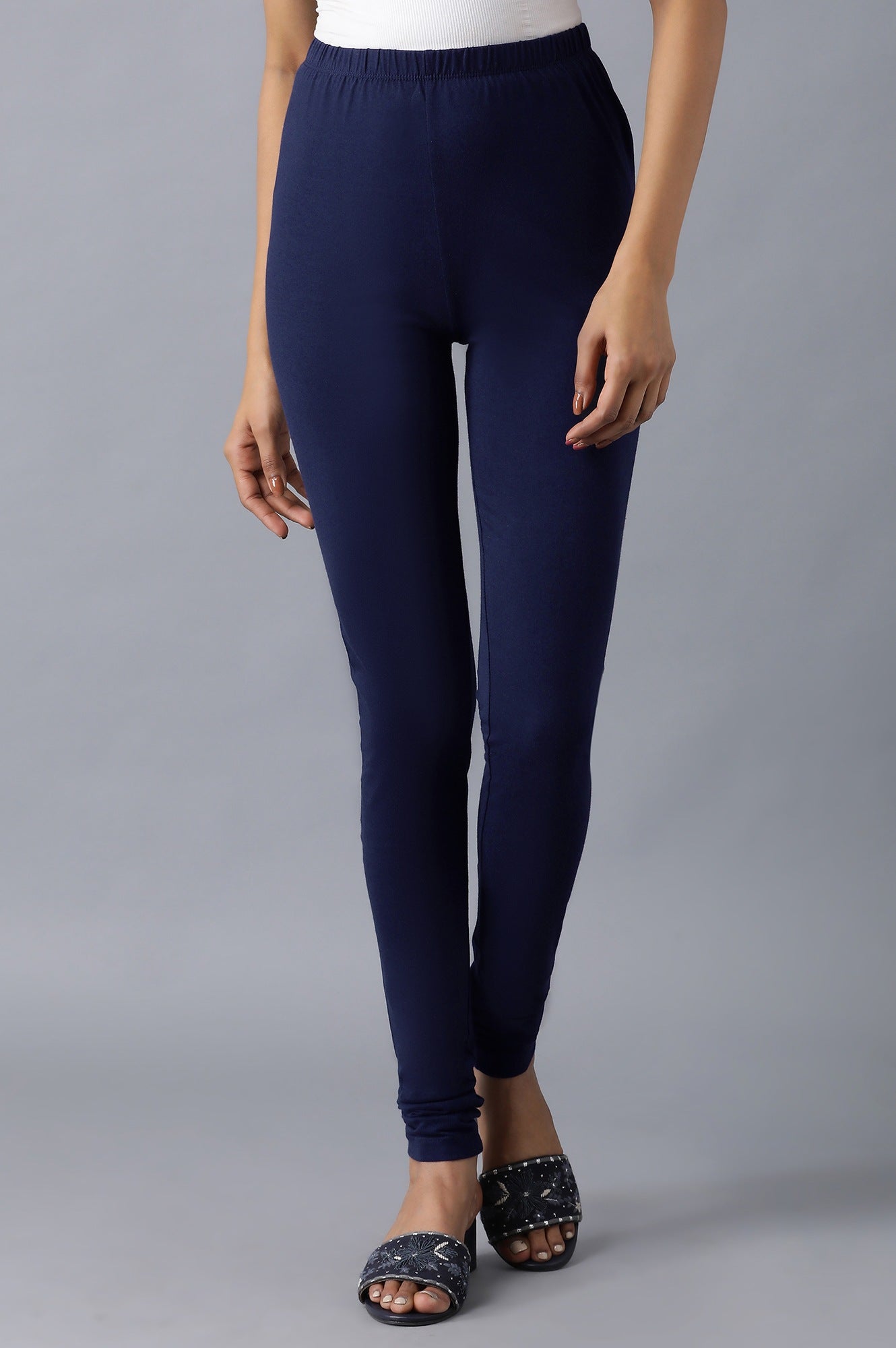 Navy Blue solid Churidar