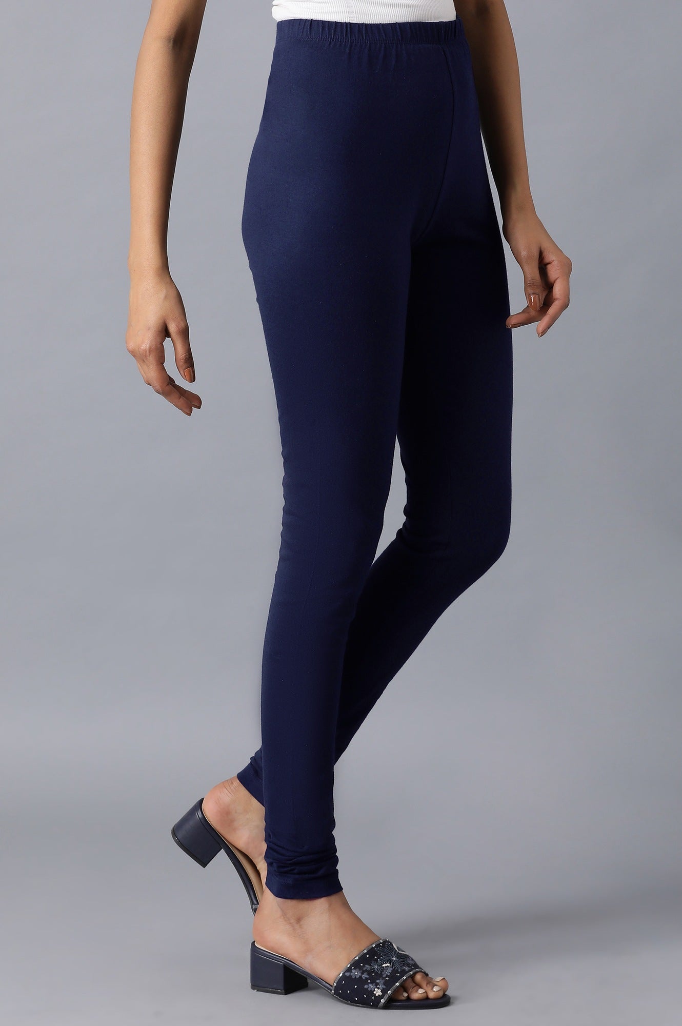 Navy Blue solid Churidar