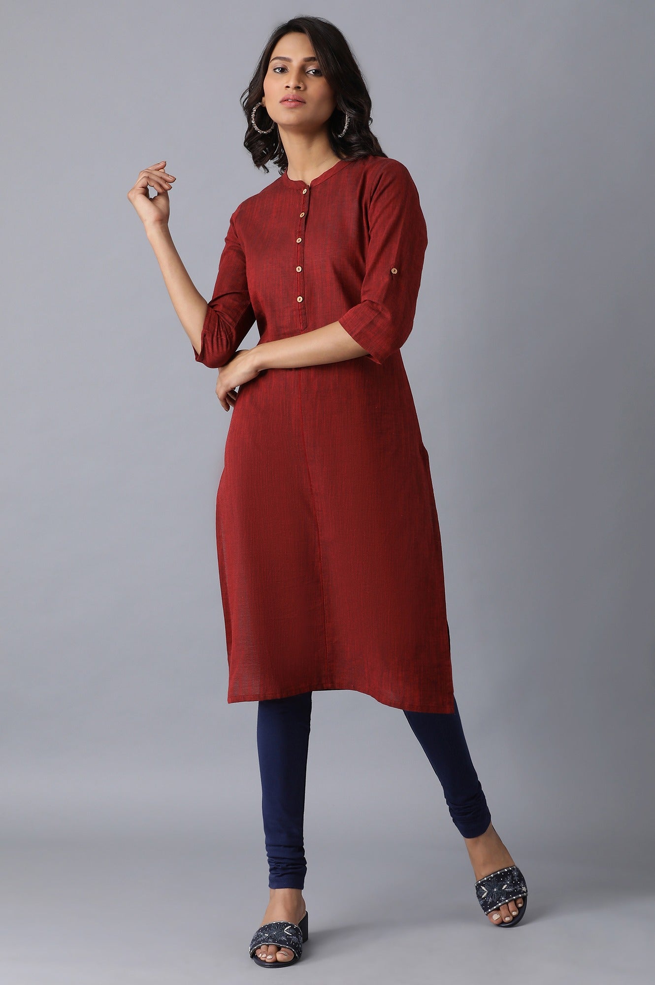 Navy Blue solid Churidar