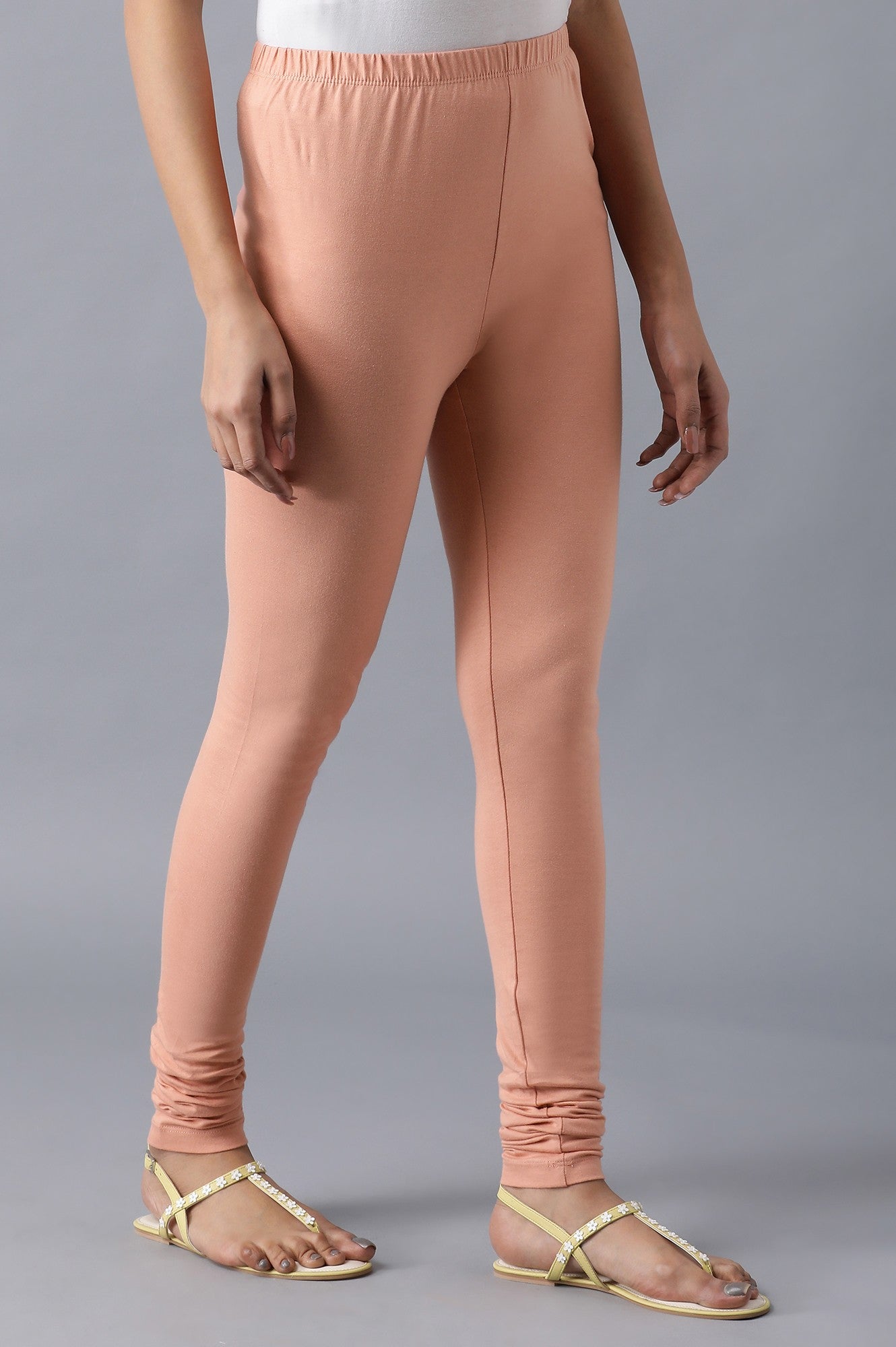 Orange knitted churidar