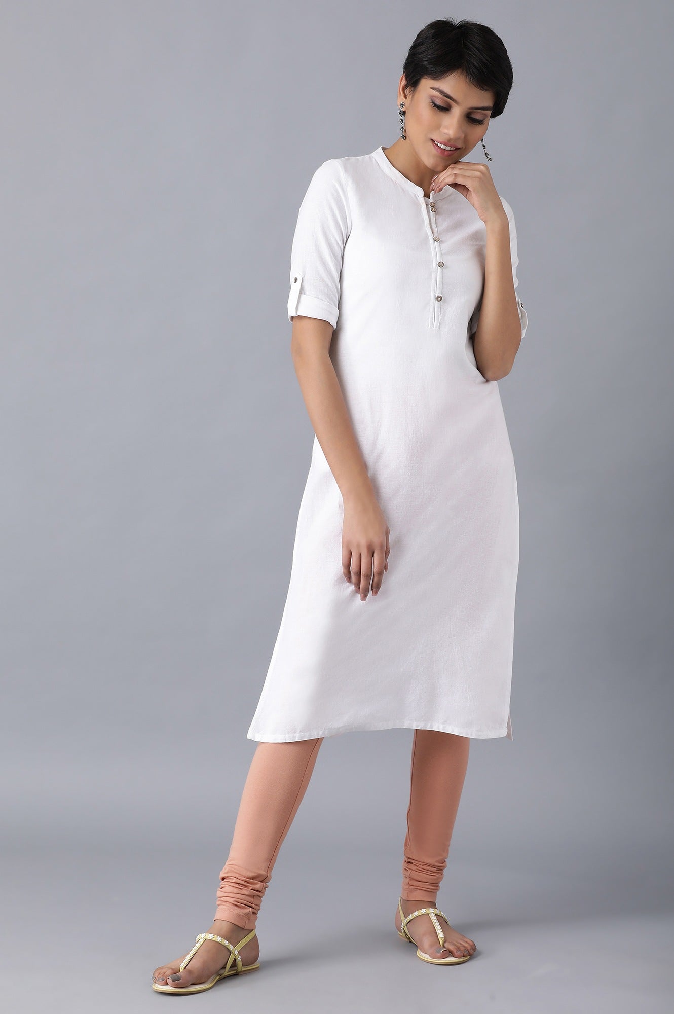 Orange knitted churidar