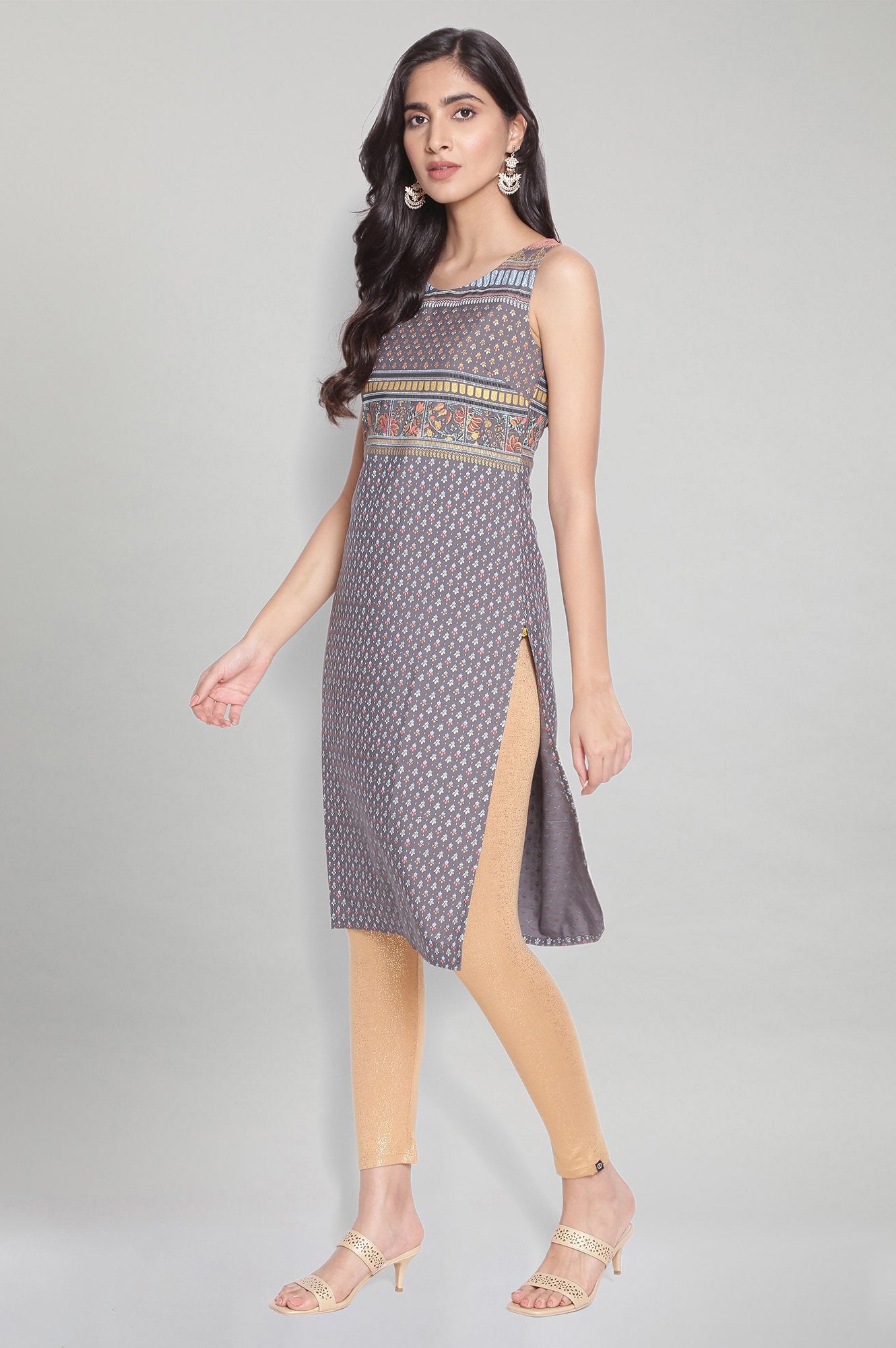 Gold Solid Skinny Fit Tights With Elasticated Waistband