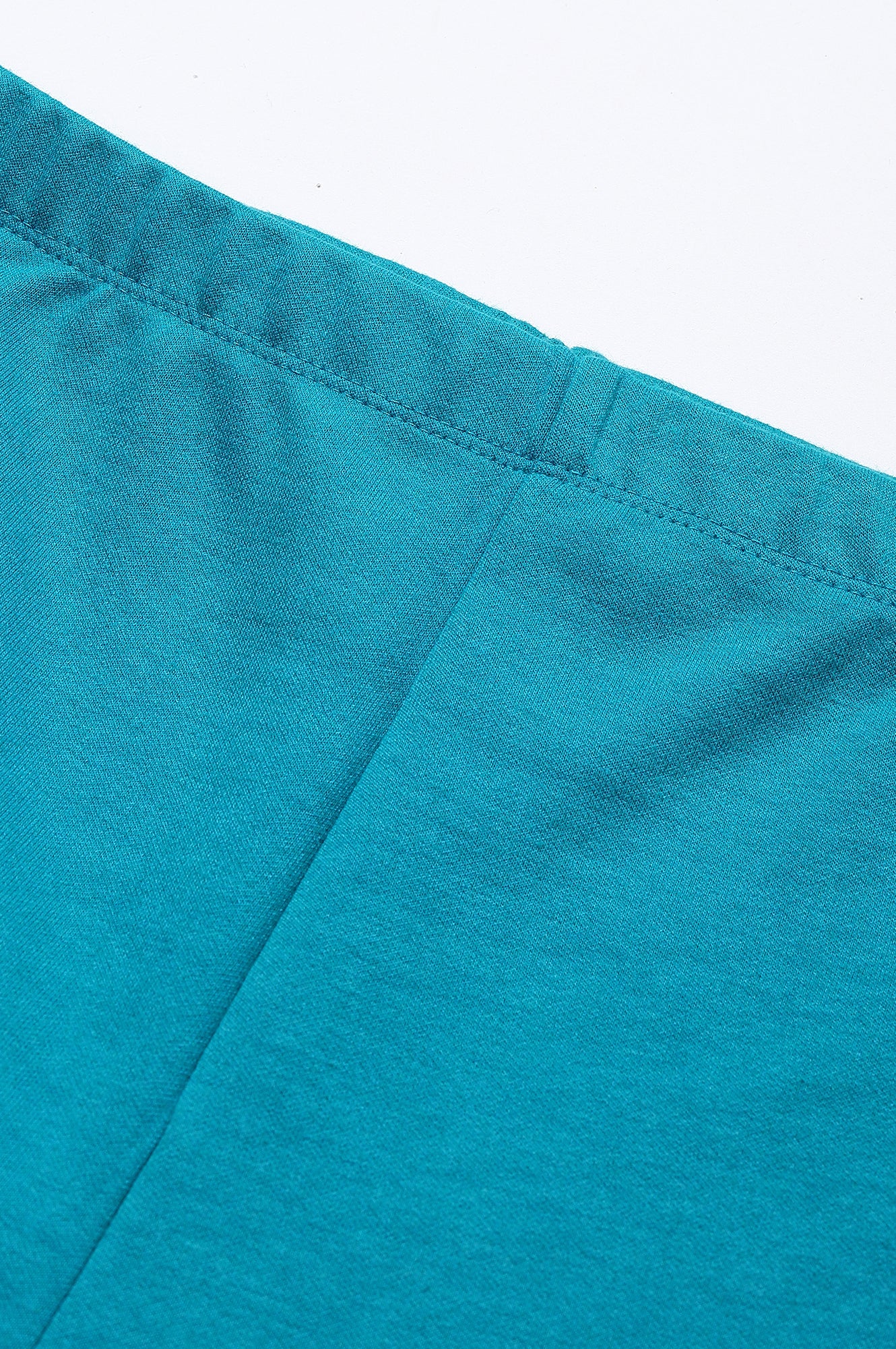 Teal Solid Skinny Fit Cotton Tights With Elasticated Waistband