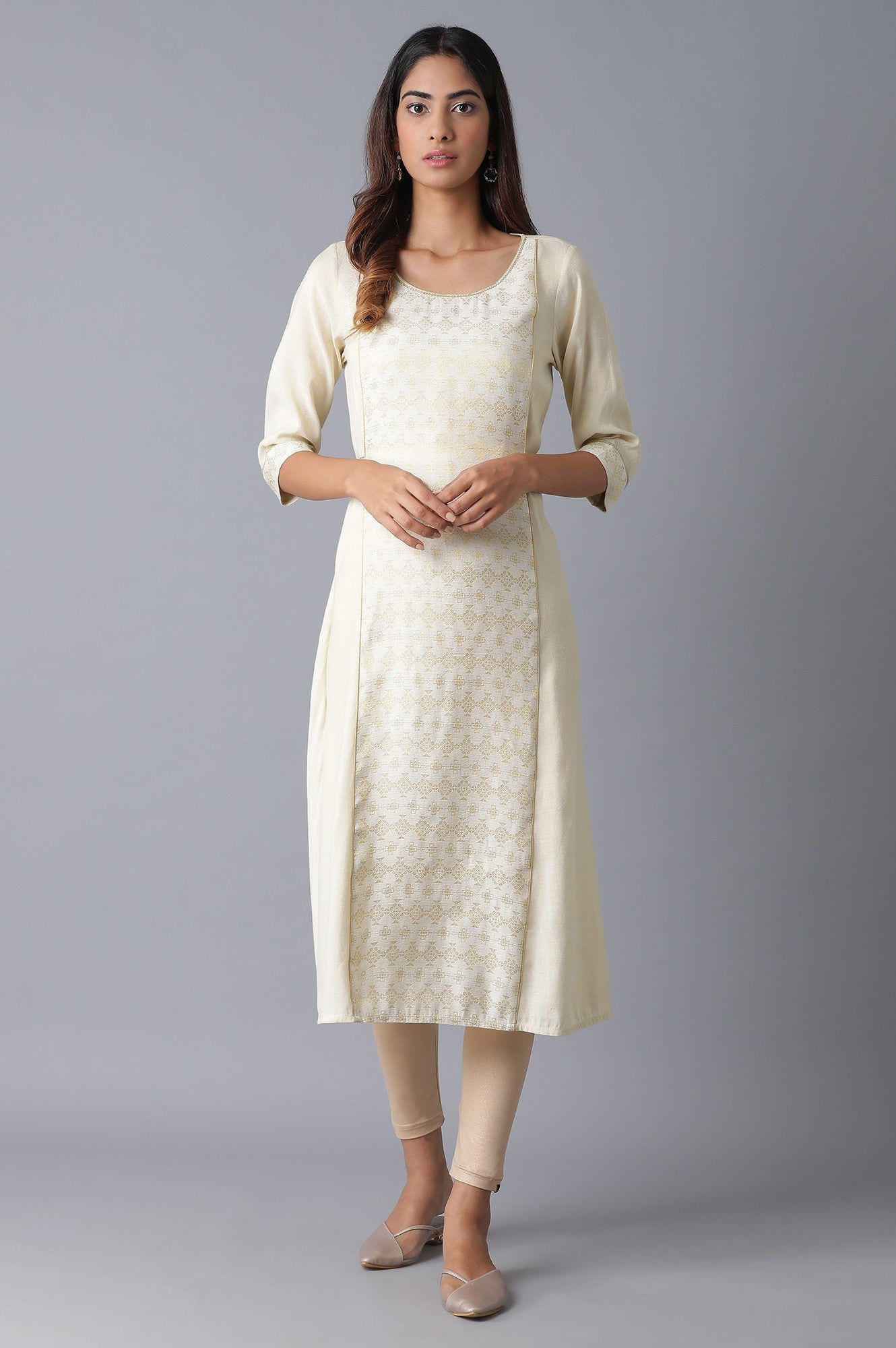 Rose Gold Solid Skinny Fit Tights With Elasticated Waistband