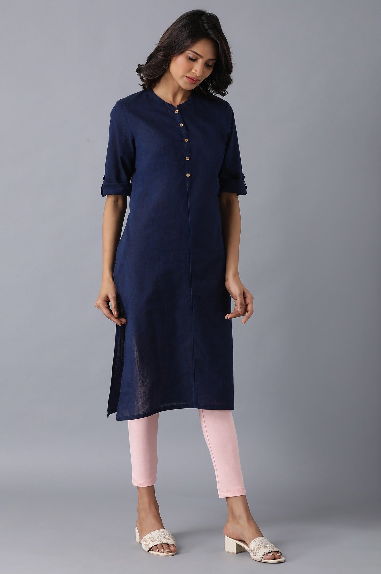 Pink Solid Skinny Fit Cotton Tights With Elasticated Waistband