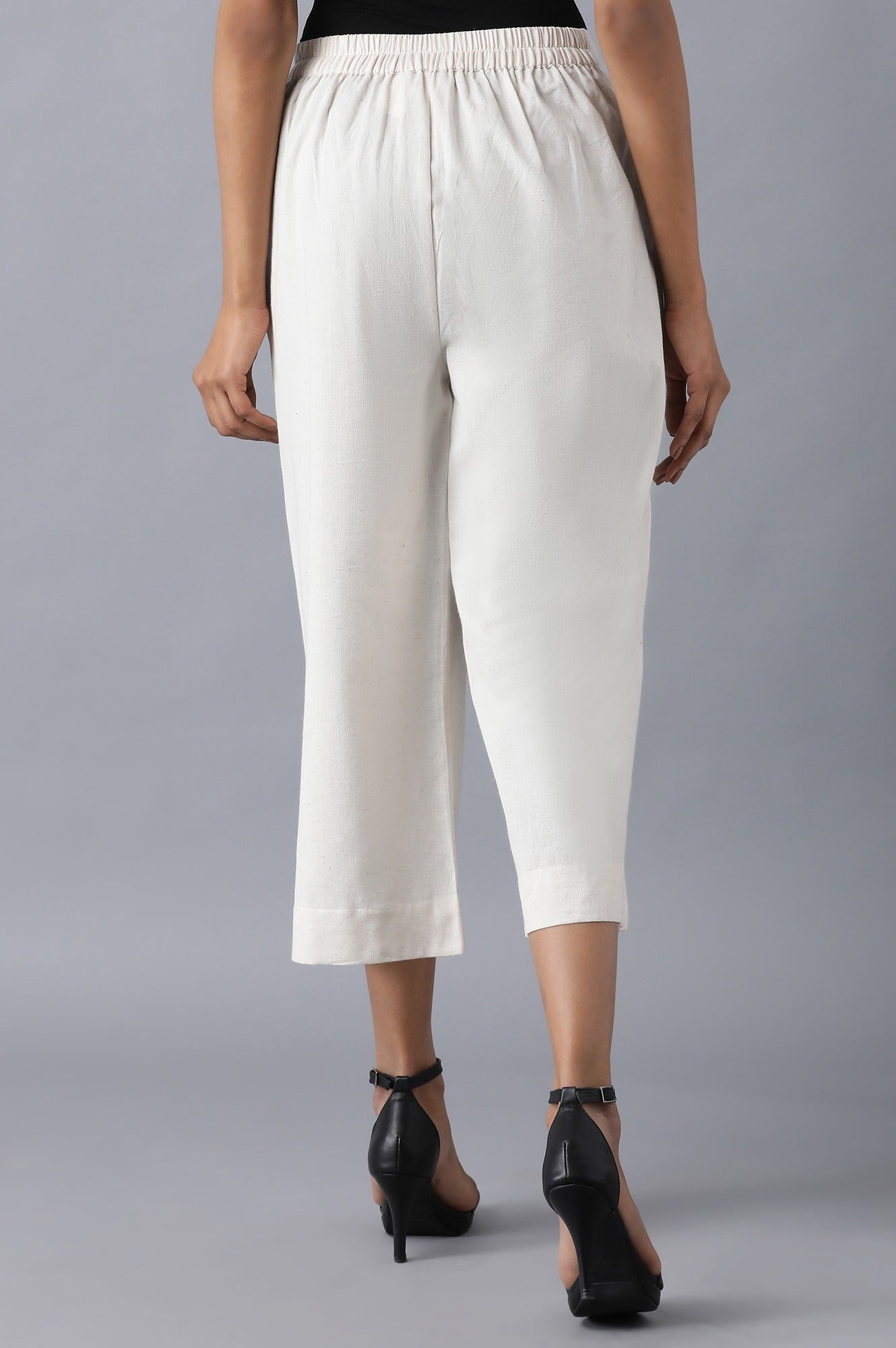 White Cotton Solid Culottes