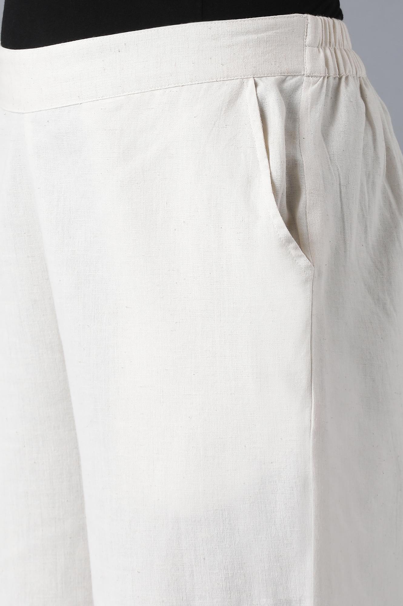 White Cotton Solid Culottes