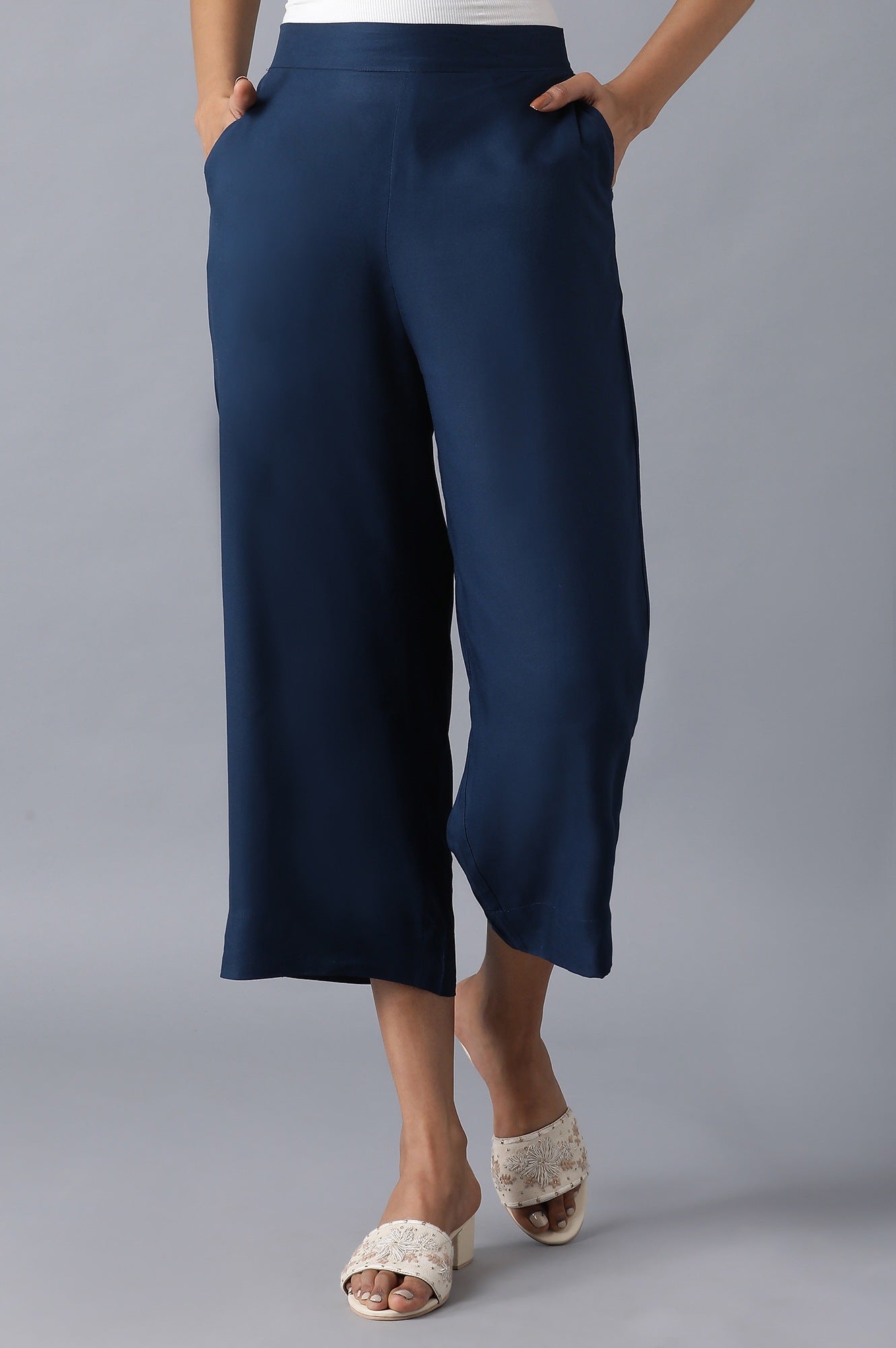 Moonlight Blue Solid Culottes