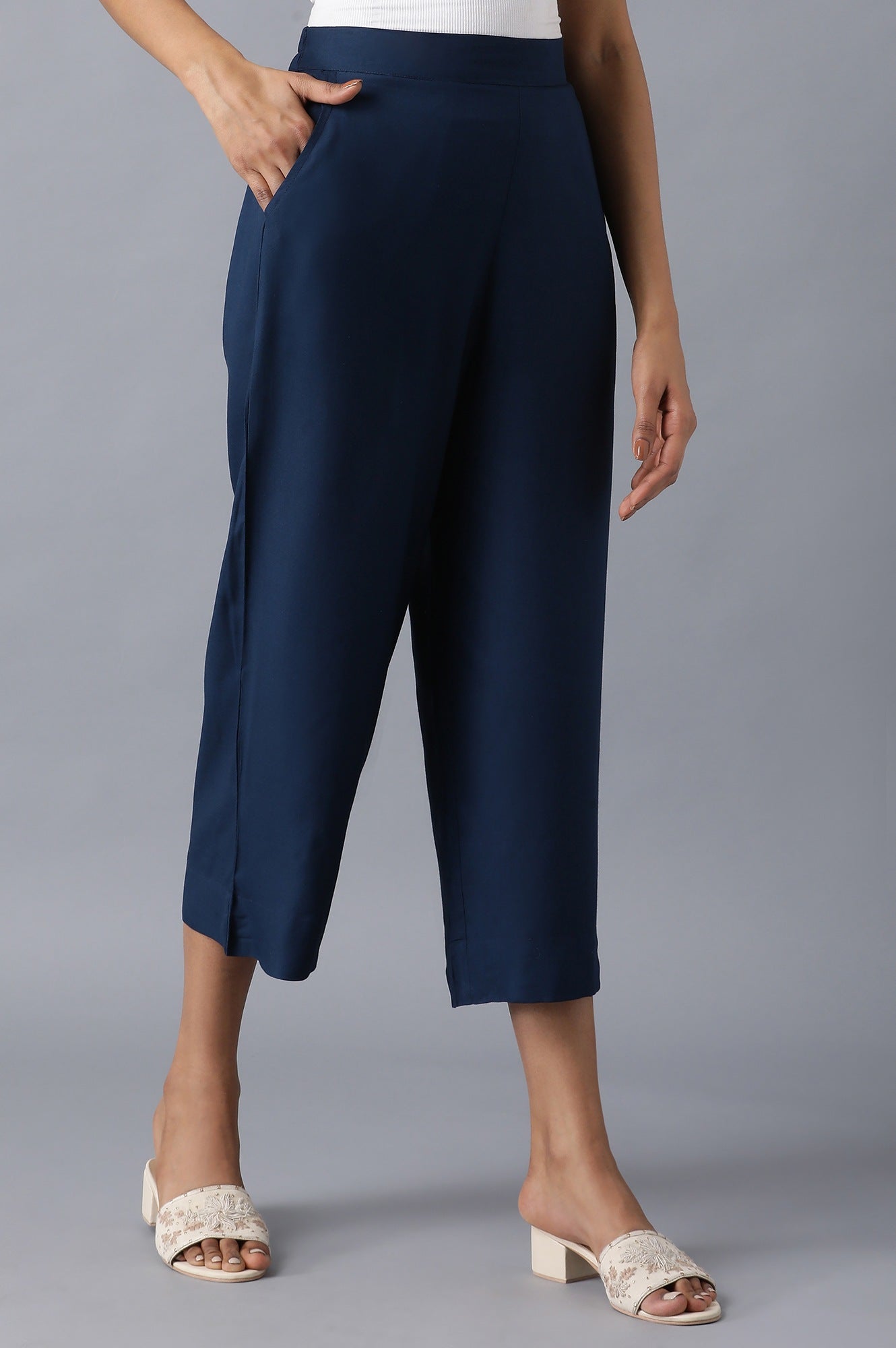 Moonlight Blue Solid Culottes