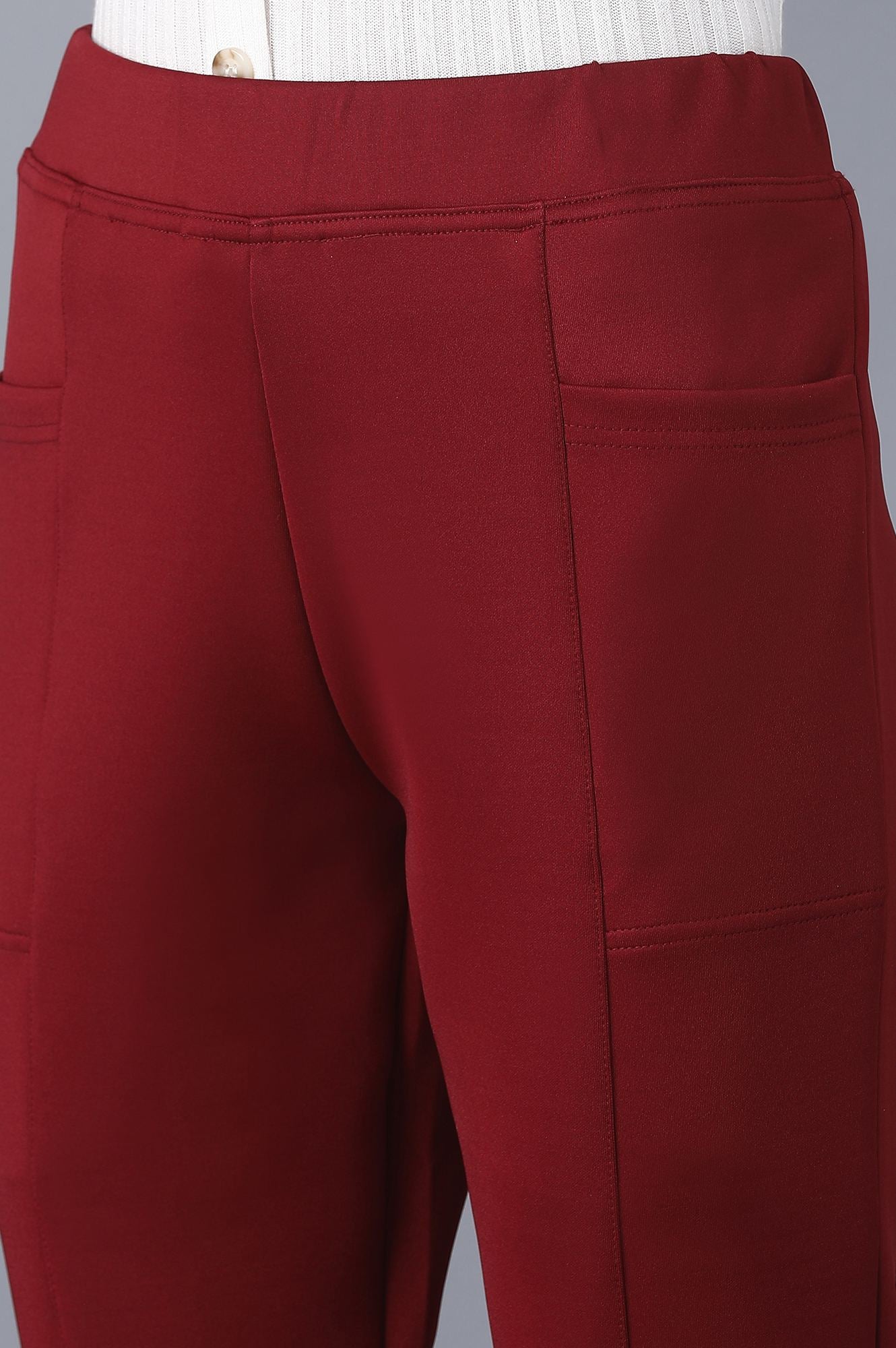 Brown Solid Skinny Fit Tights With Elasticated Waistband