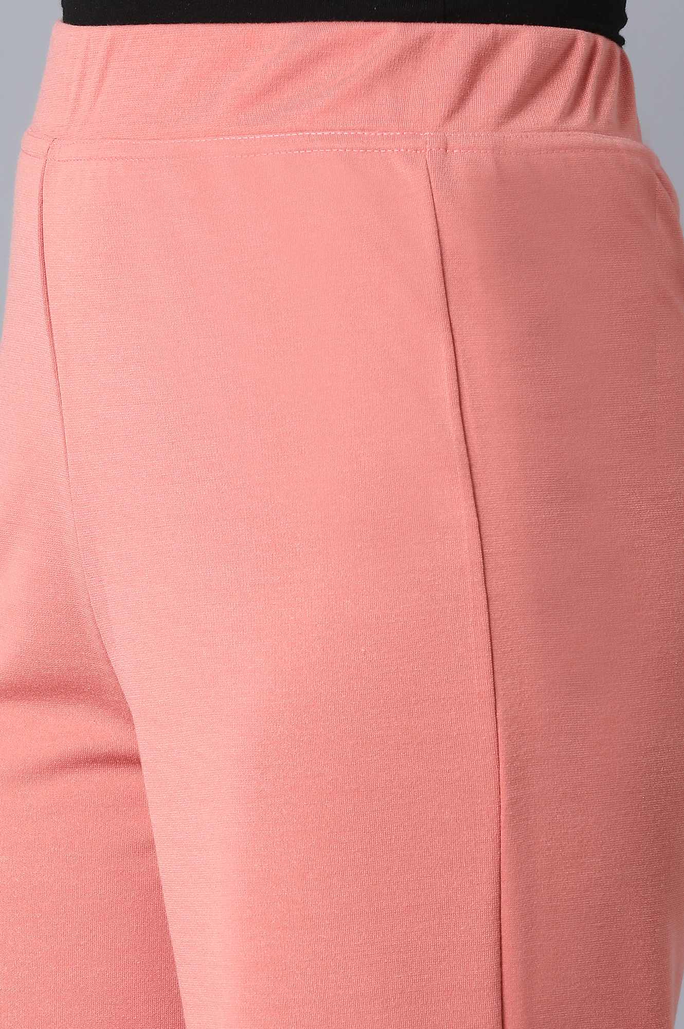 Pink Solid Straight Fit Palazzo With Elasticated Waistband