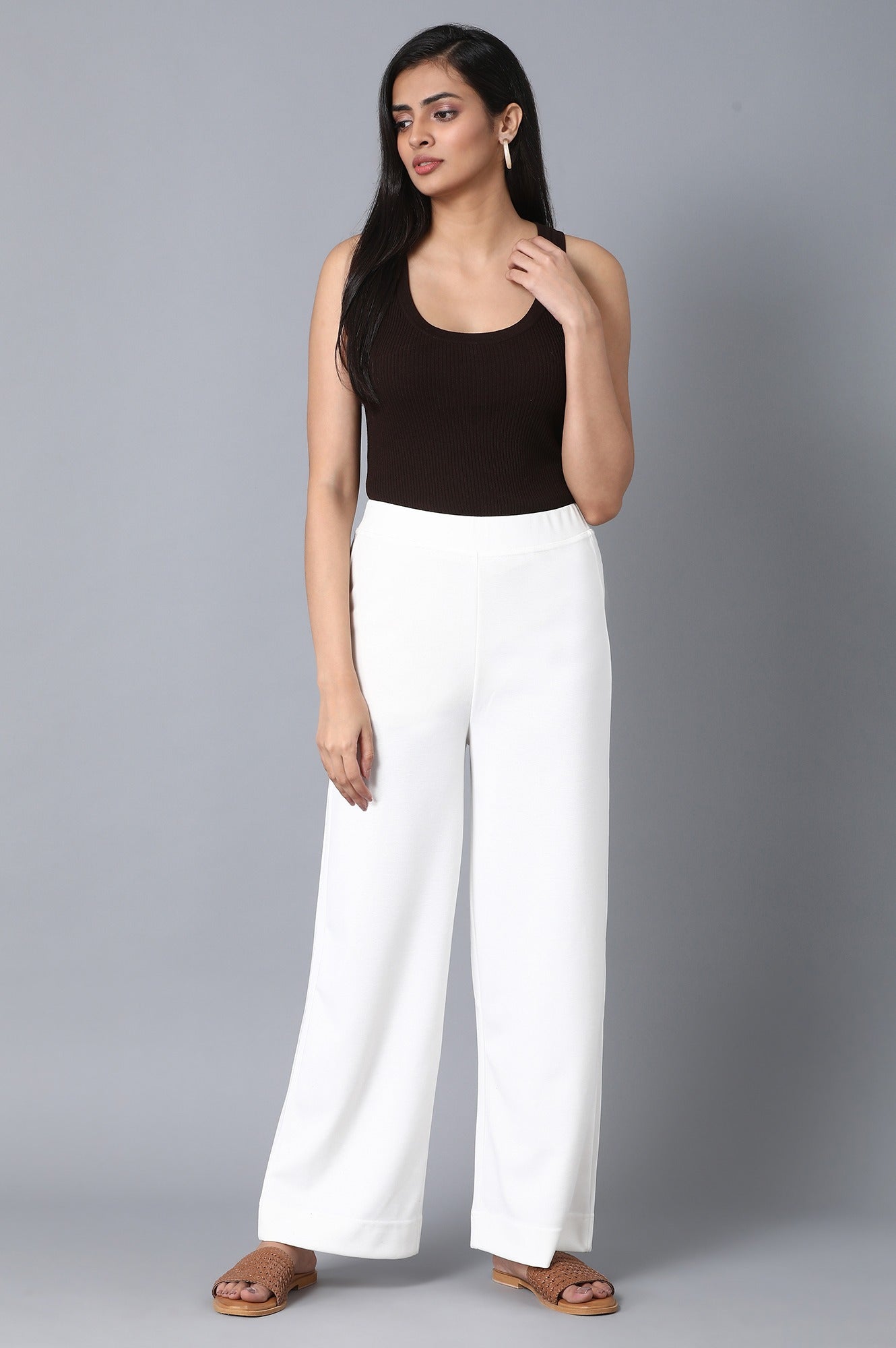 White Loose Fit Palazzo