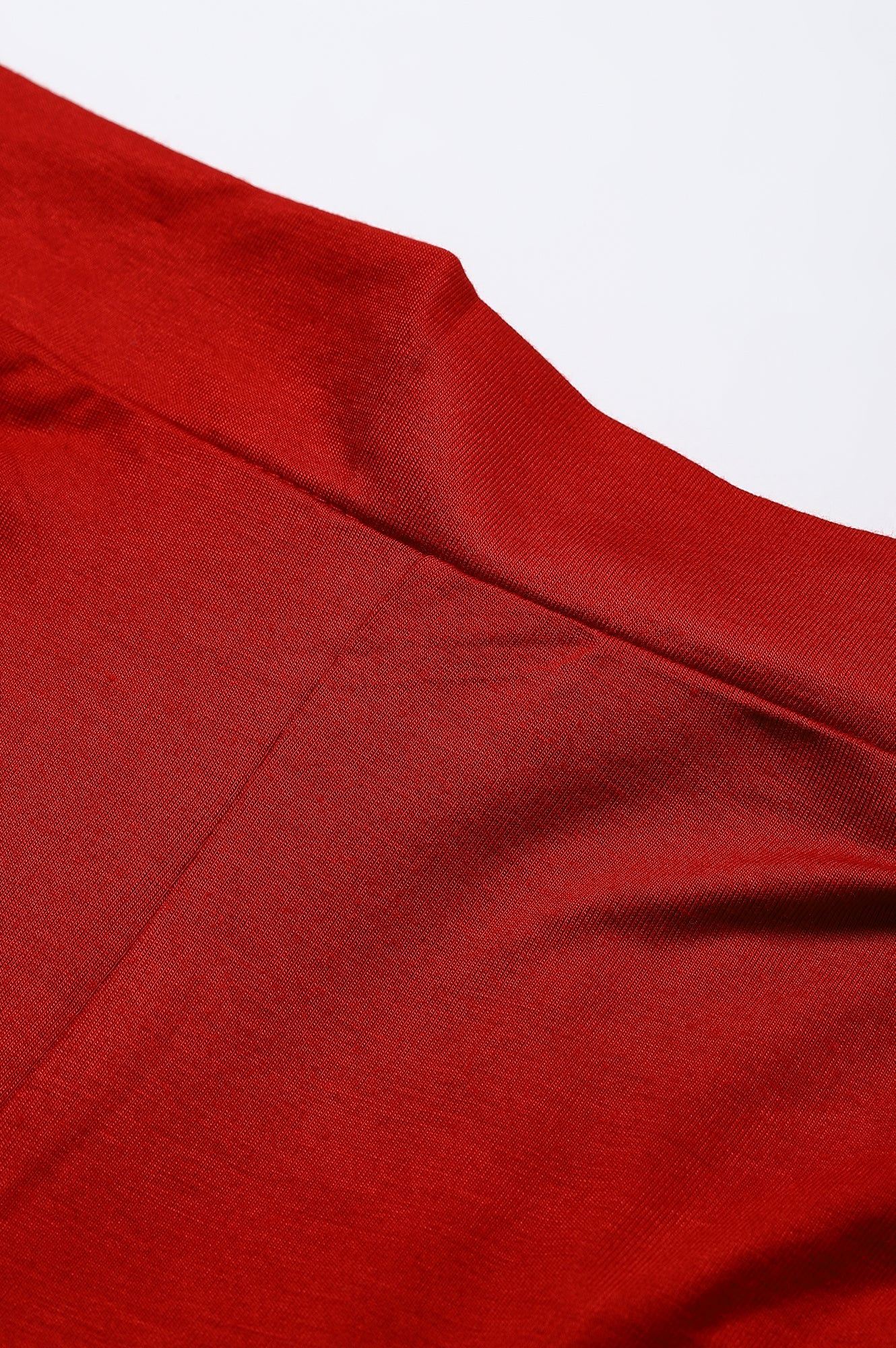 Red Solid Straight Fit Palazzo With Elasticated Waist