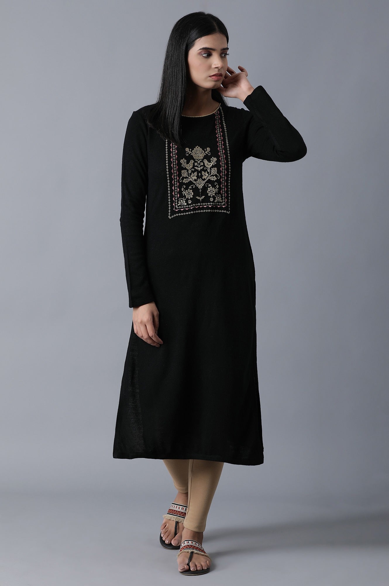 Gold Solid Skinny Fit Tights With Elasticated Waist