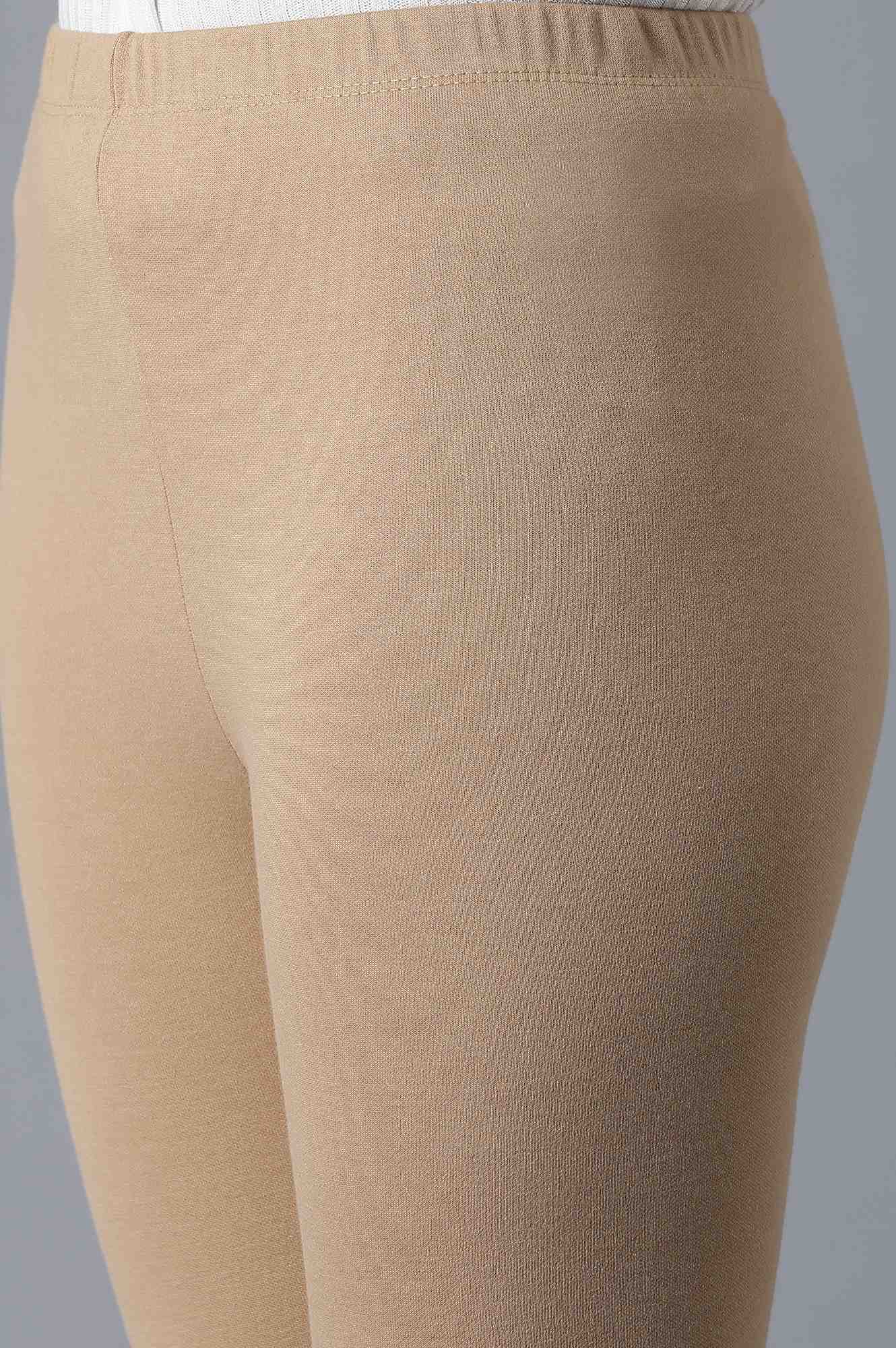 Gold Solid Skinny Fit Tights With Elasticated Waist