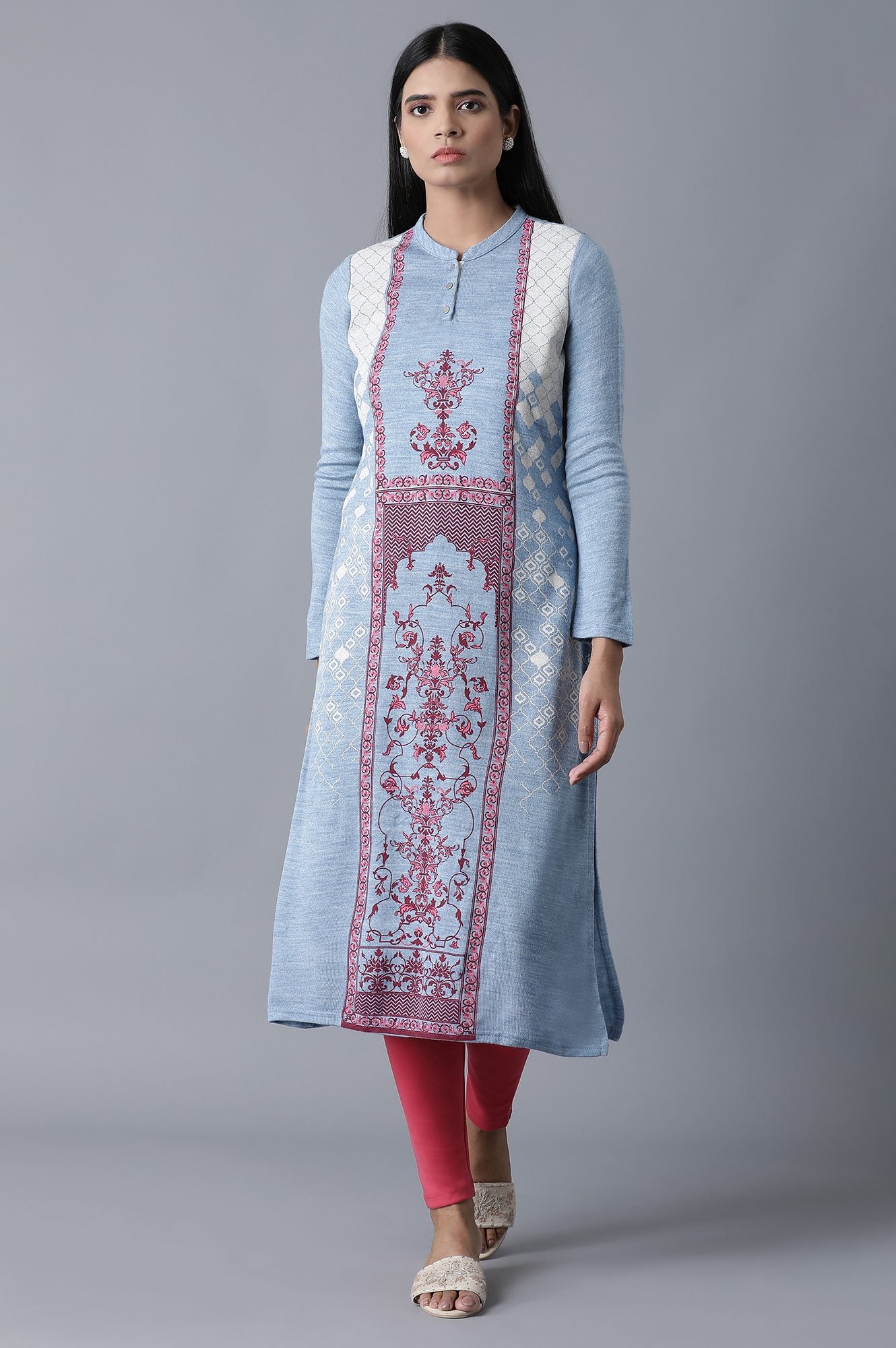 Pink Solid Skinny Fit Cotton Tights With Elasticated Waist