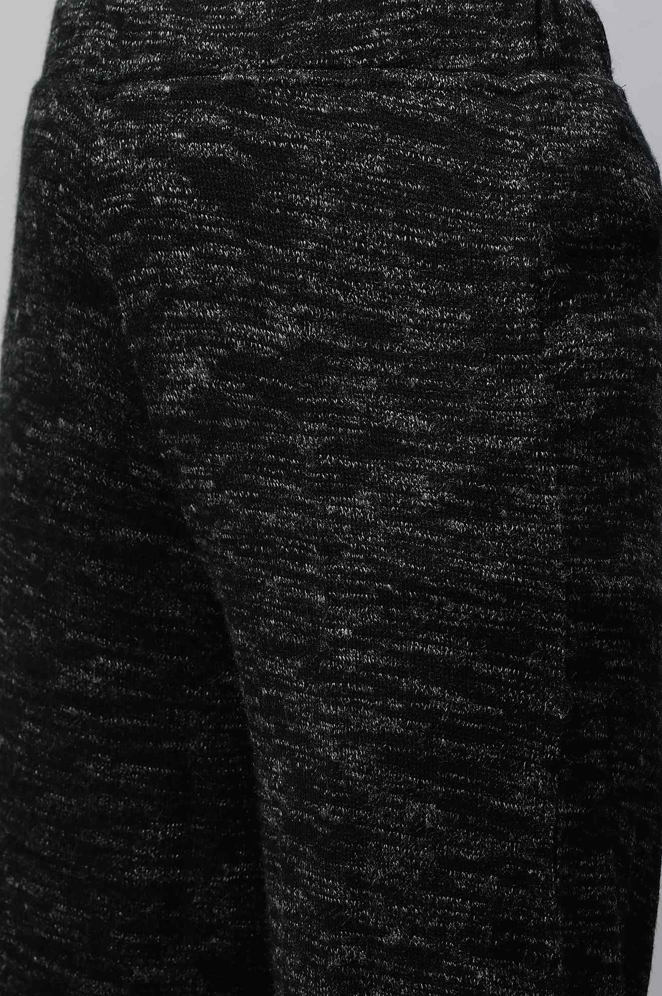 Black Solid Straight Fit Cotton Palazzo With Slip On Closure