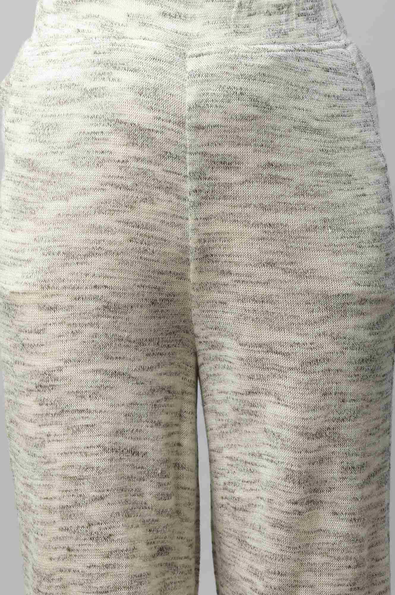 Grey Solid Straight Fit Palazzo With Elasticated Waist