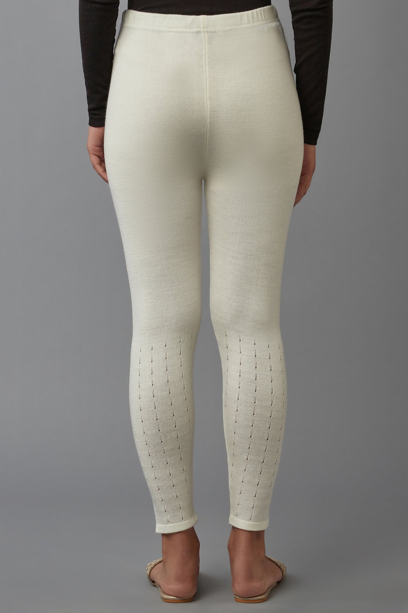 White Pointelle Skinny Fit Tights With Elasticated Waist