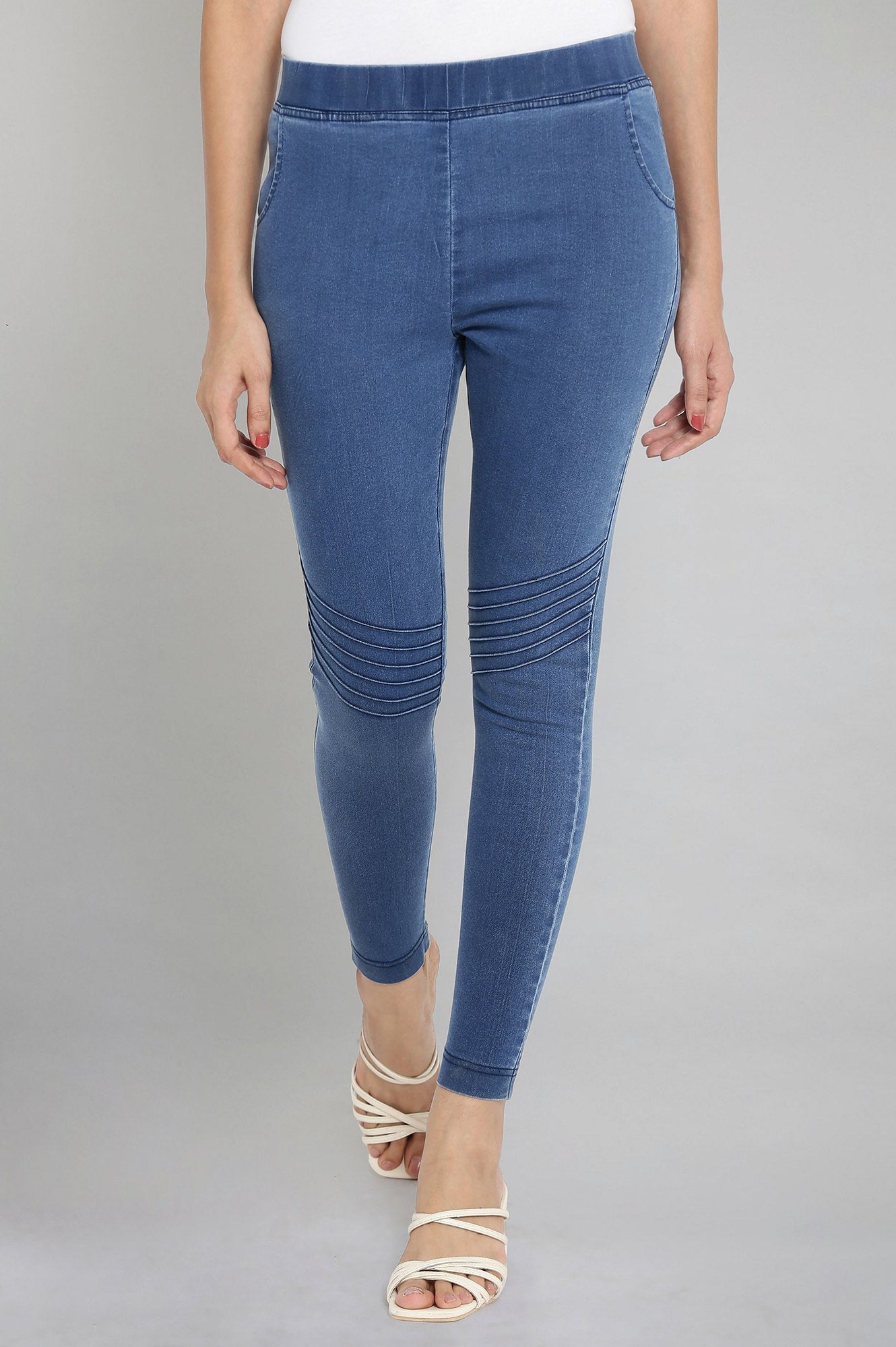 Light Blue Pintucks Jegging
