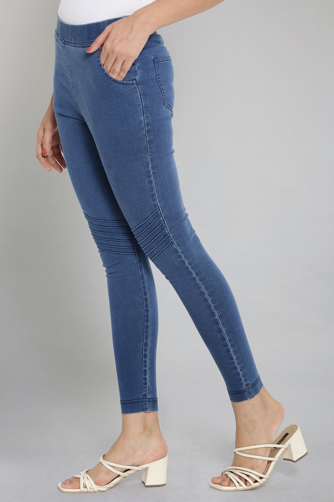 Light Blue Pintucks Jegging