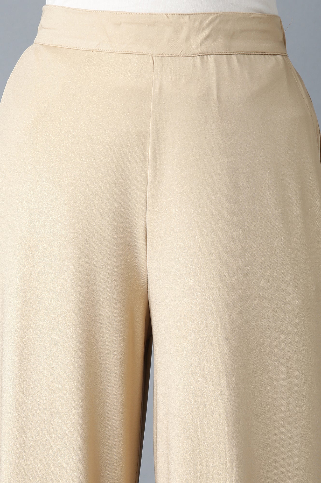 Gold Solid Straight Fit Palazzo With Side Pockets