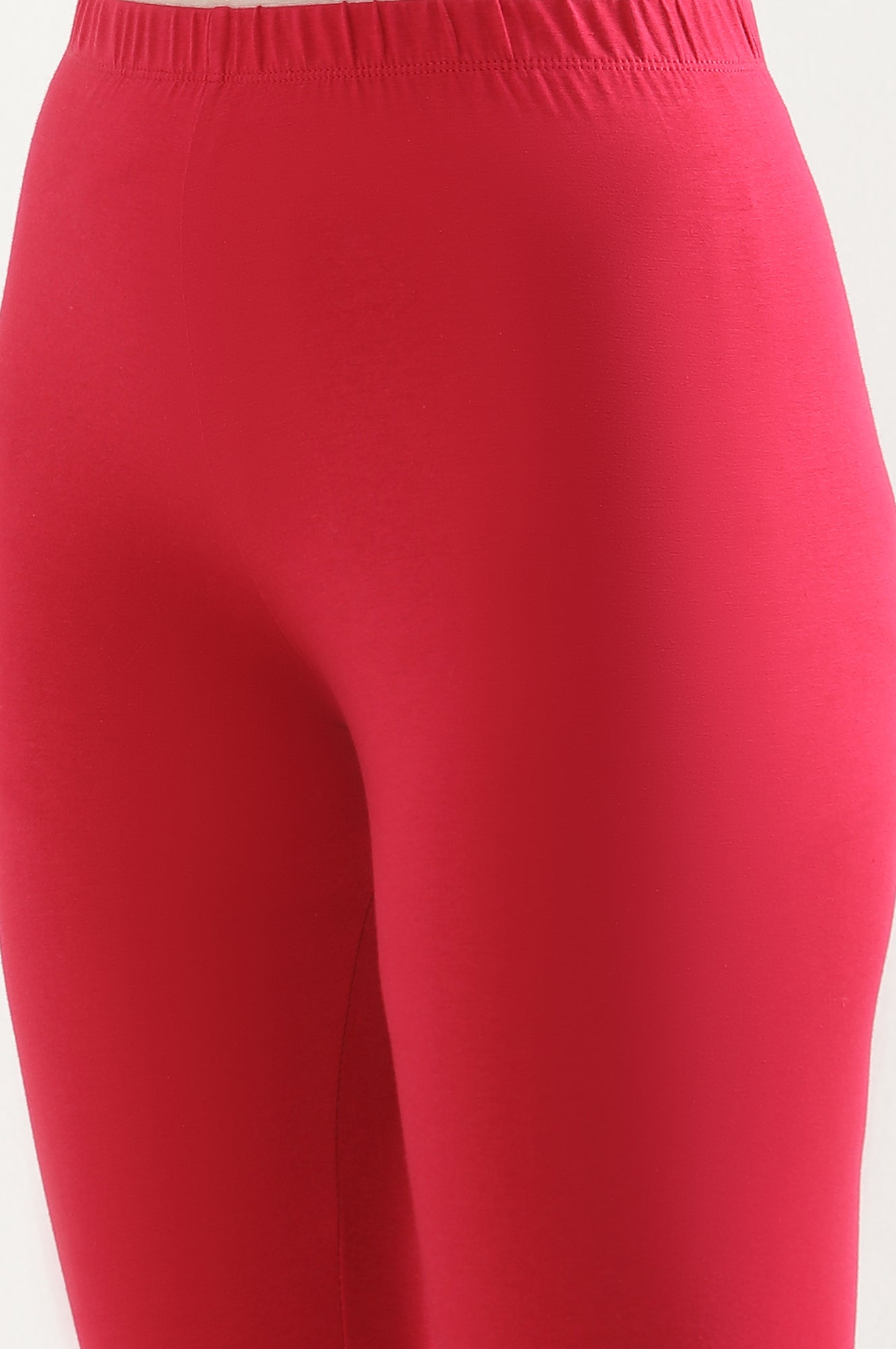 Pink Solid Skinny Fit Cotton Tights With Elasticated Waist