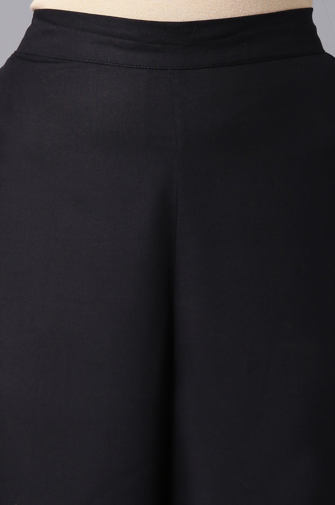 Black Solid Wide Leg Woven Palazzo With Elasticated Waistband