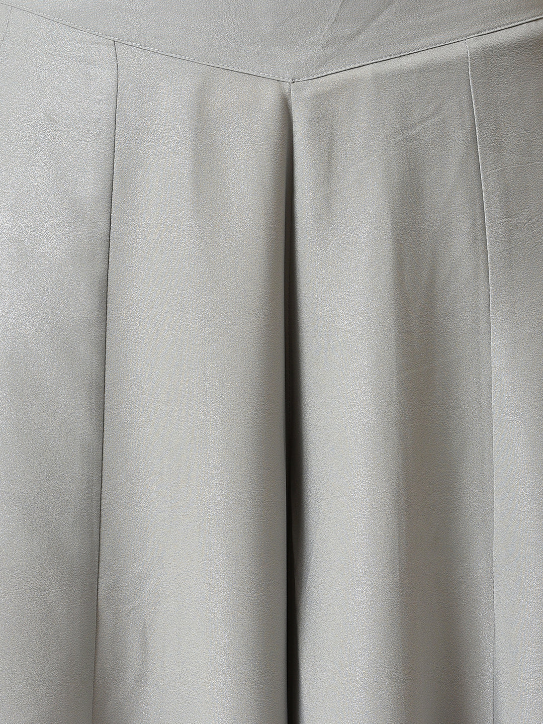 Grey Solid Flared American Crepe Palazzo With Pockets