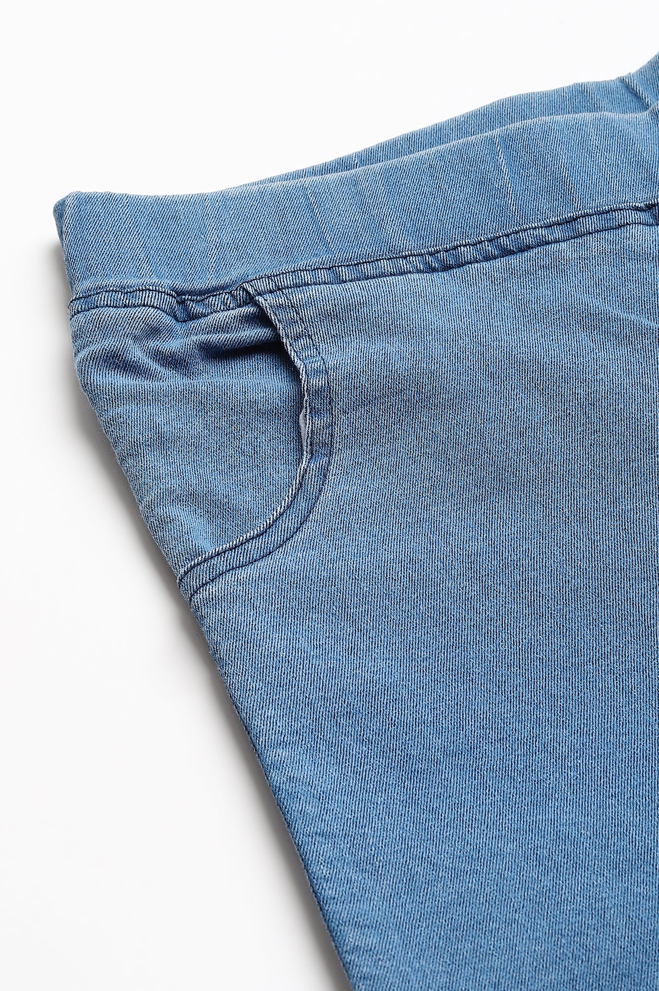 Light Blue Pintucks Denim Jeggings