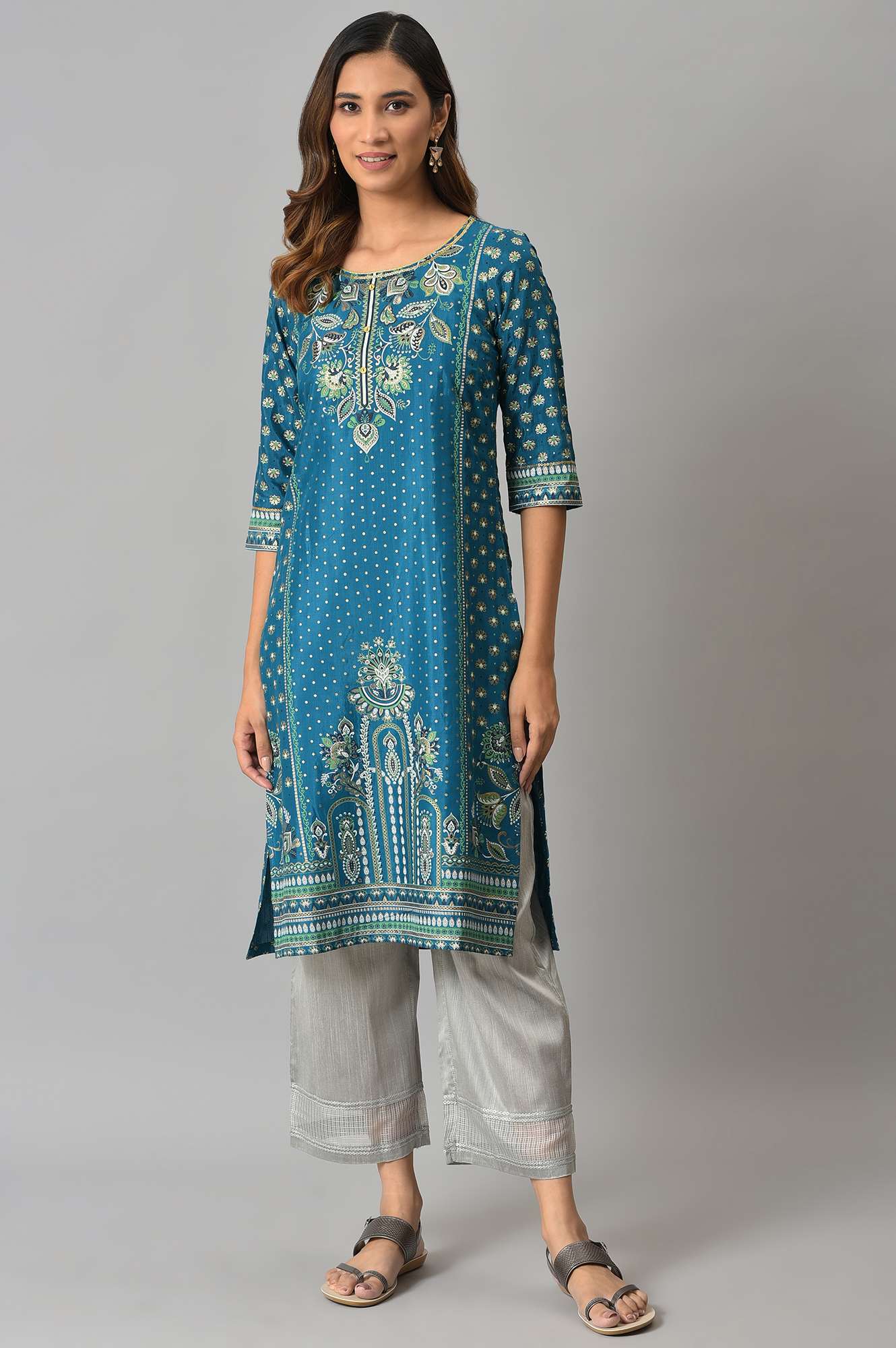 Grey Solid Straight Fit Culottes With Elasticated Waist