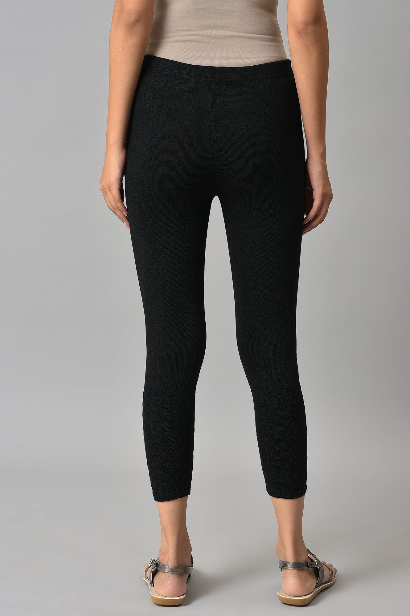 Black Solid Skinny Tights With Elasticated Waistband