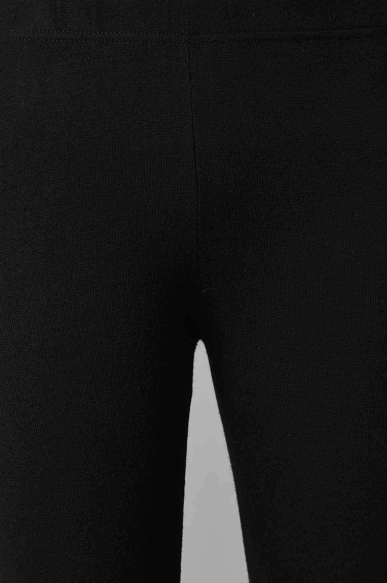 Black Solid Skinny Tights With Elasticated Waistband