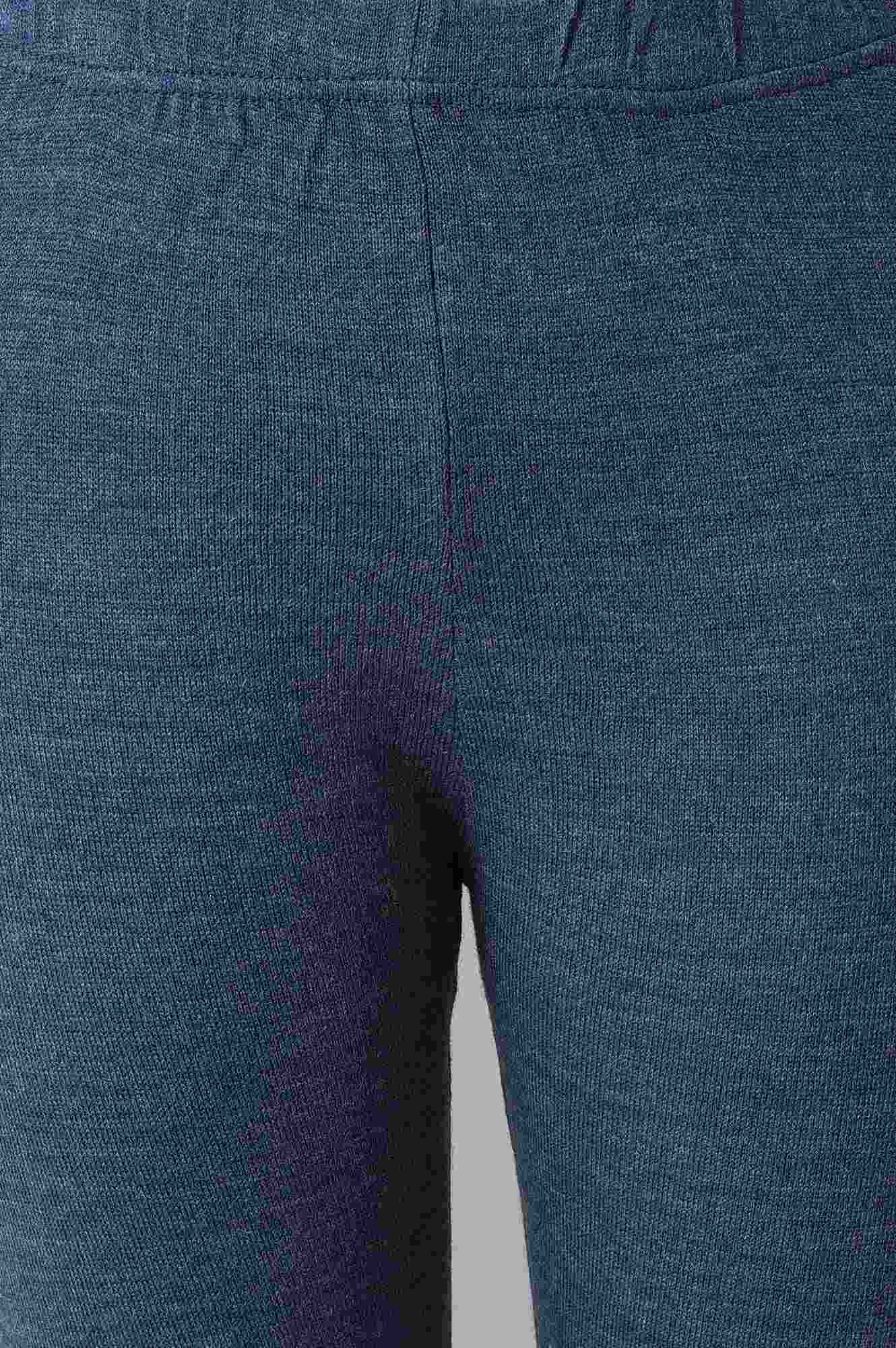 Blue Solid Skinny Fit Tights With Elasticated Waist