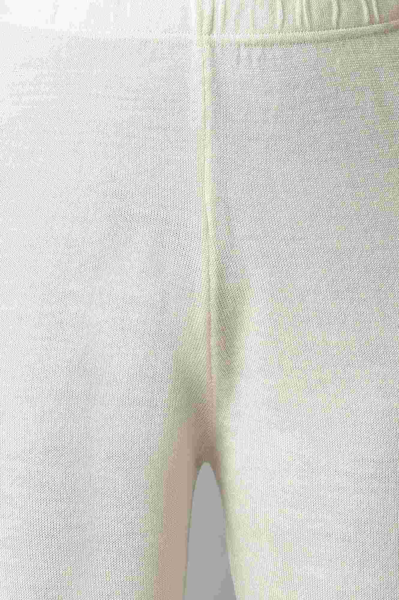 White Geometric Straight Fit Acrylic Palazzo With Elasticated Waist