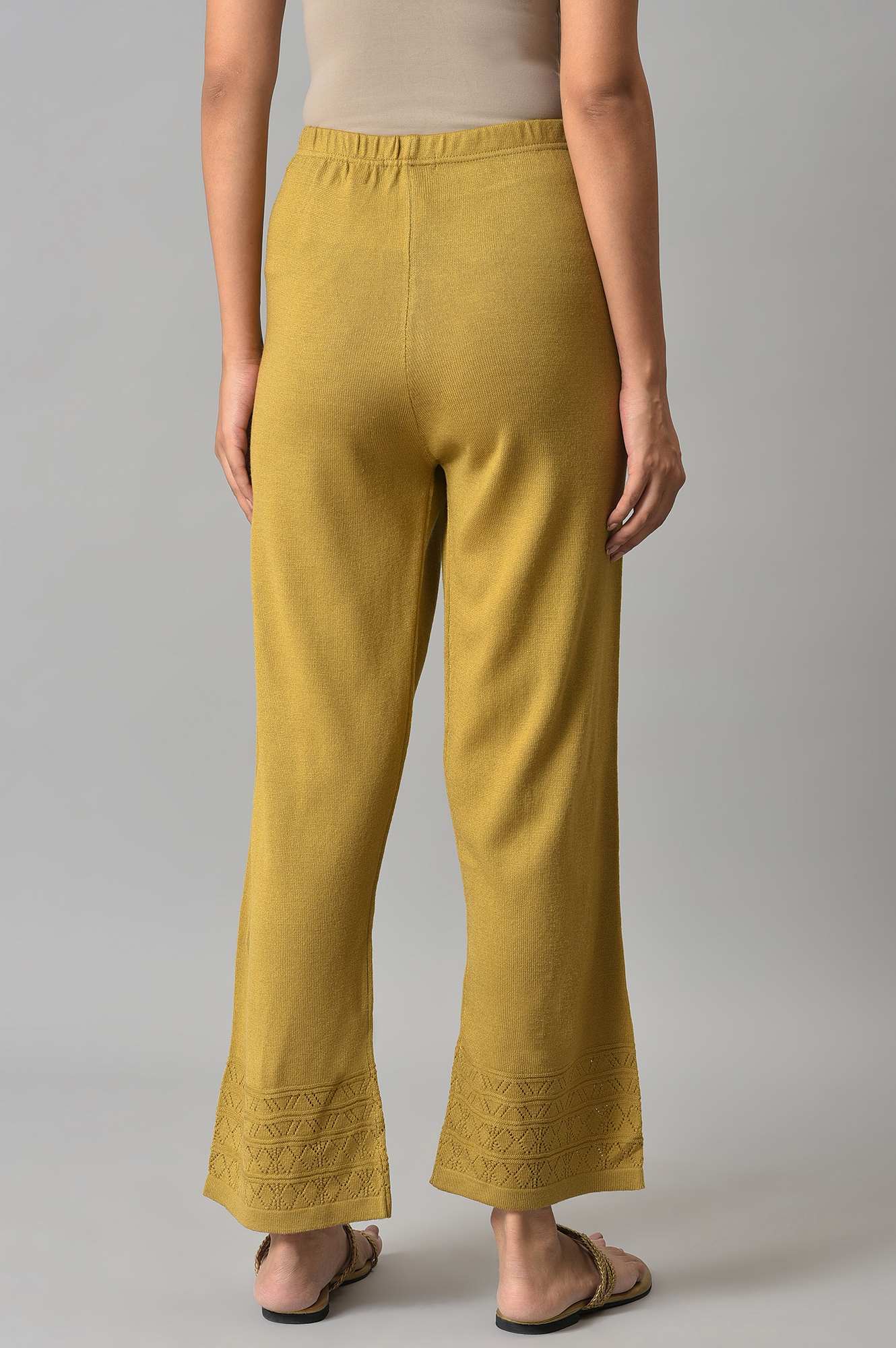 Gold Geometric Straight Fit Palazzo With Elasticated Waist