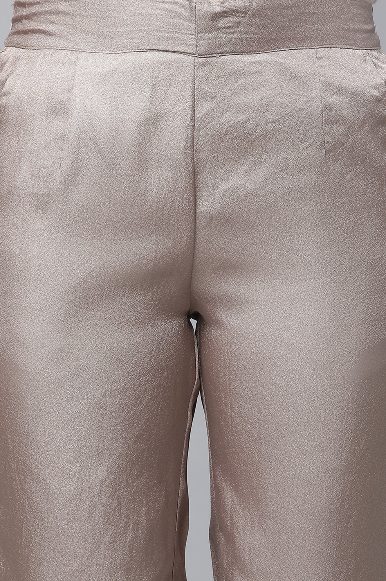 Gold Solid Straight Fit Woven Pants With Elasticated Waist