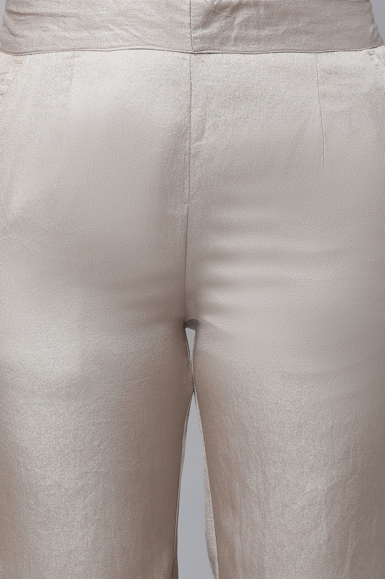 Gold Solid Straight Fit Woven Pants With Elasticated Waist