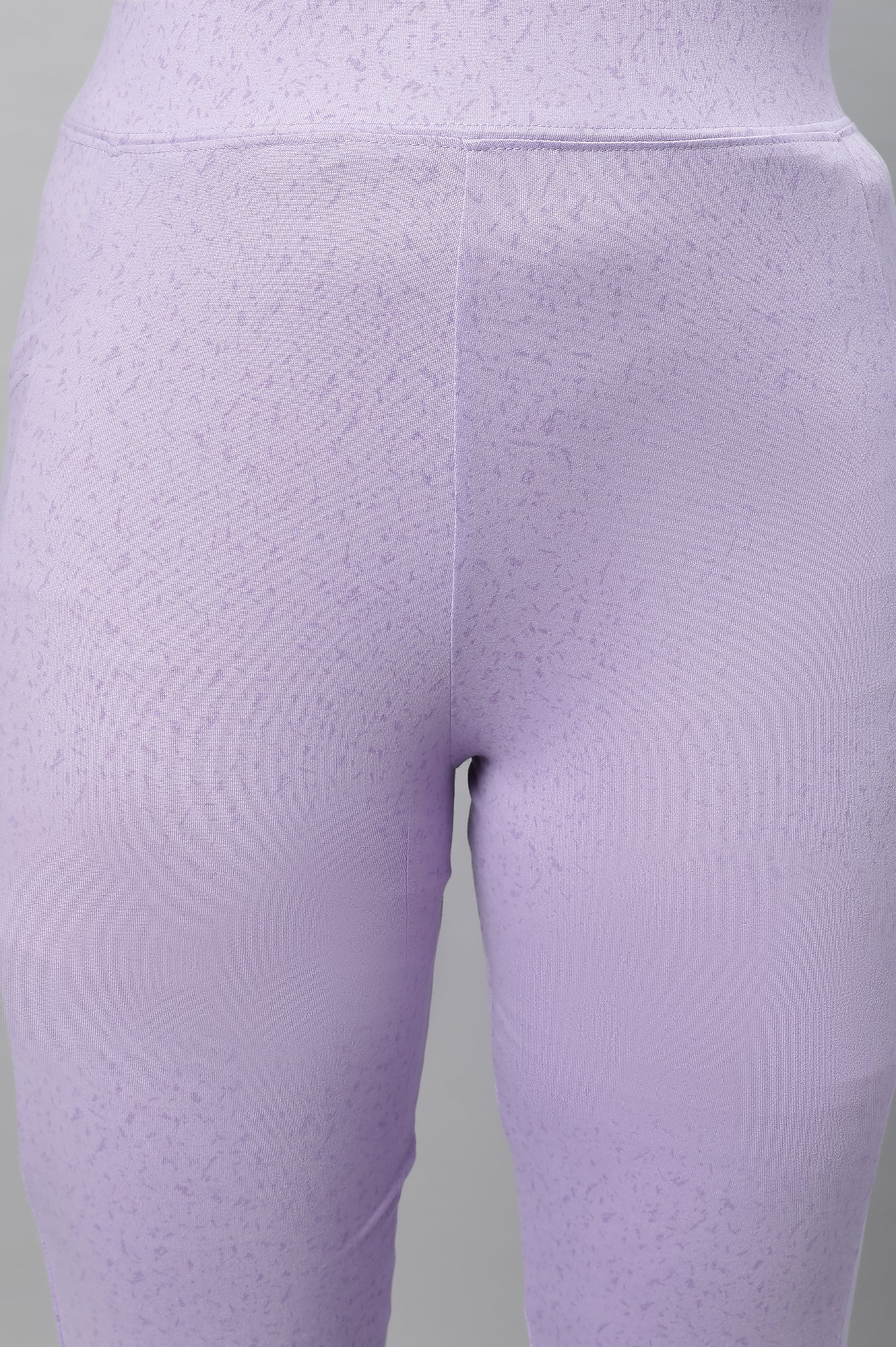 Purple Printed Skinny Fit Yoga Tights With Elasticated Waistband