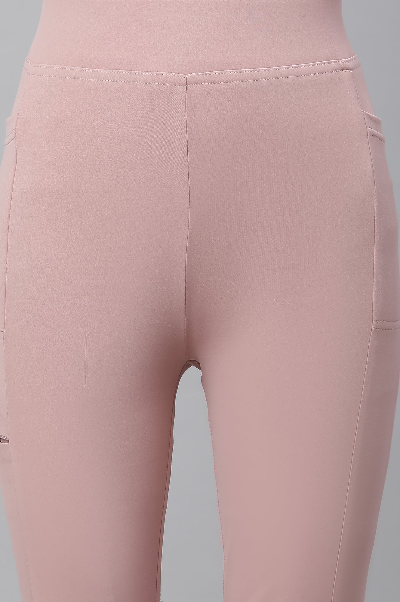 Pink Solid Skinny Fit Tights With Elasticated Waist