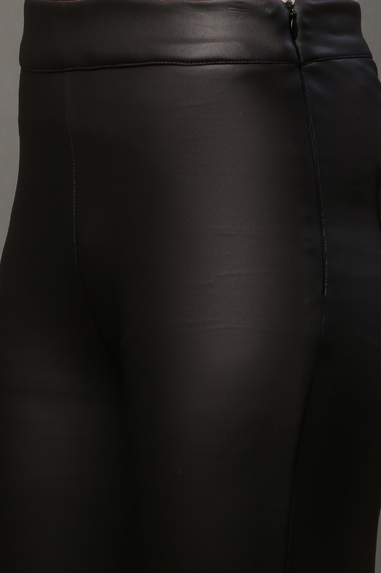 Black Solid Slim Fit Pants With Side Zip