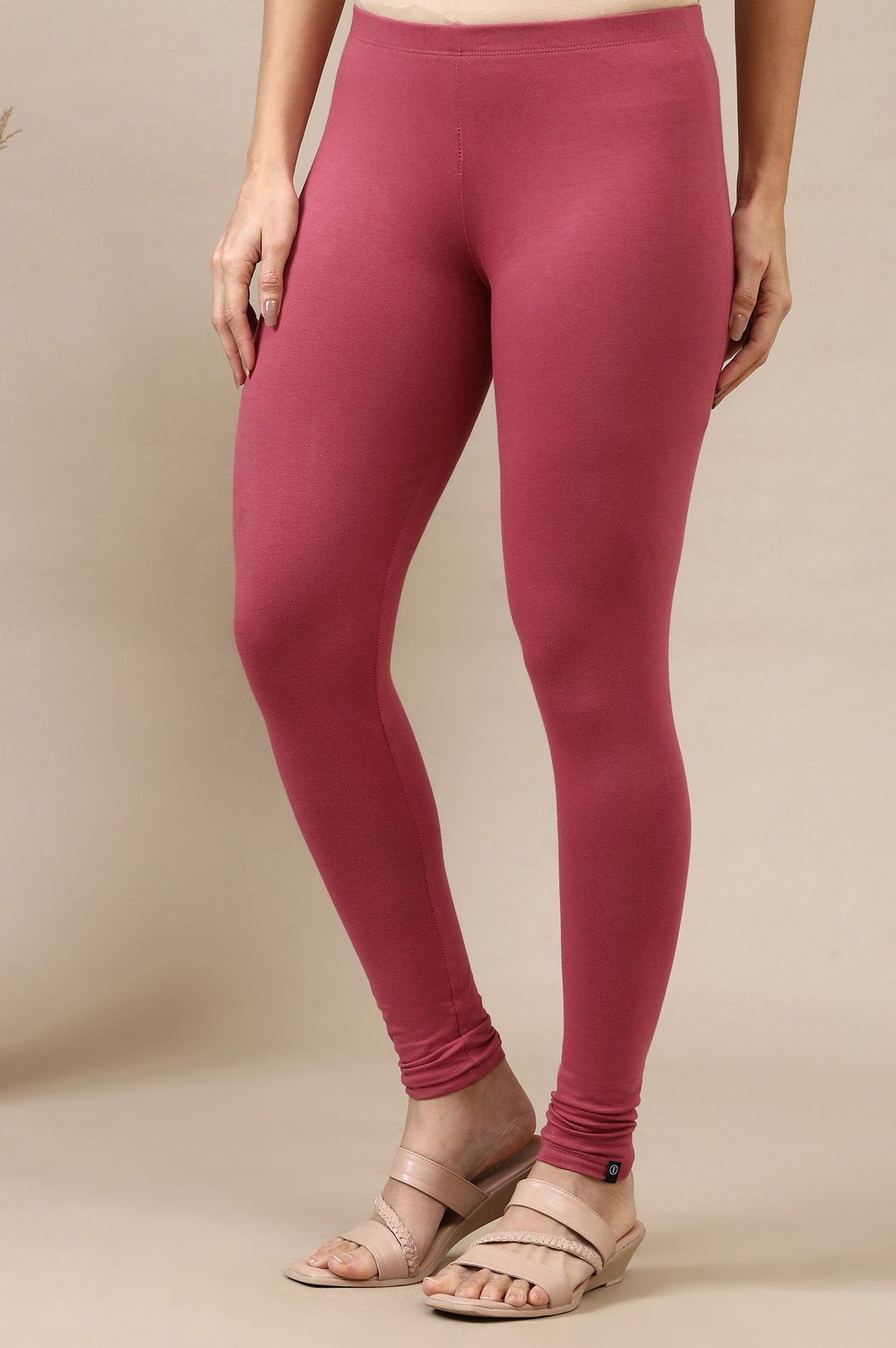 Purple Cotton Lycra Ankle Length Leggings