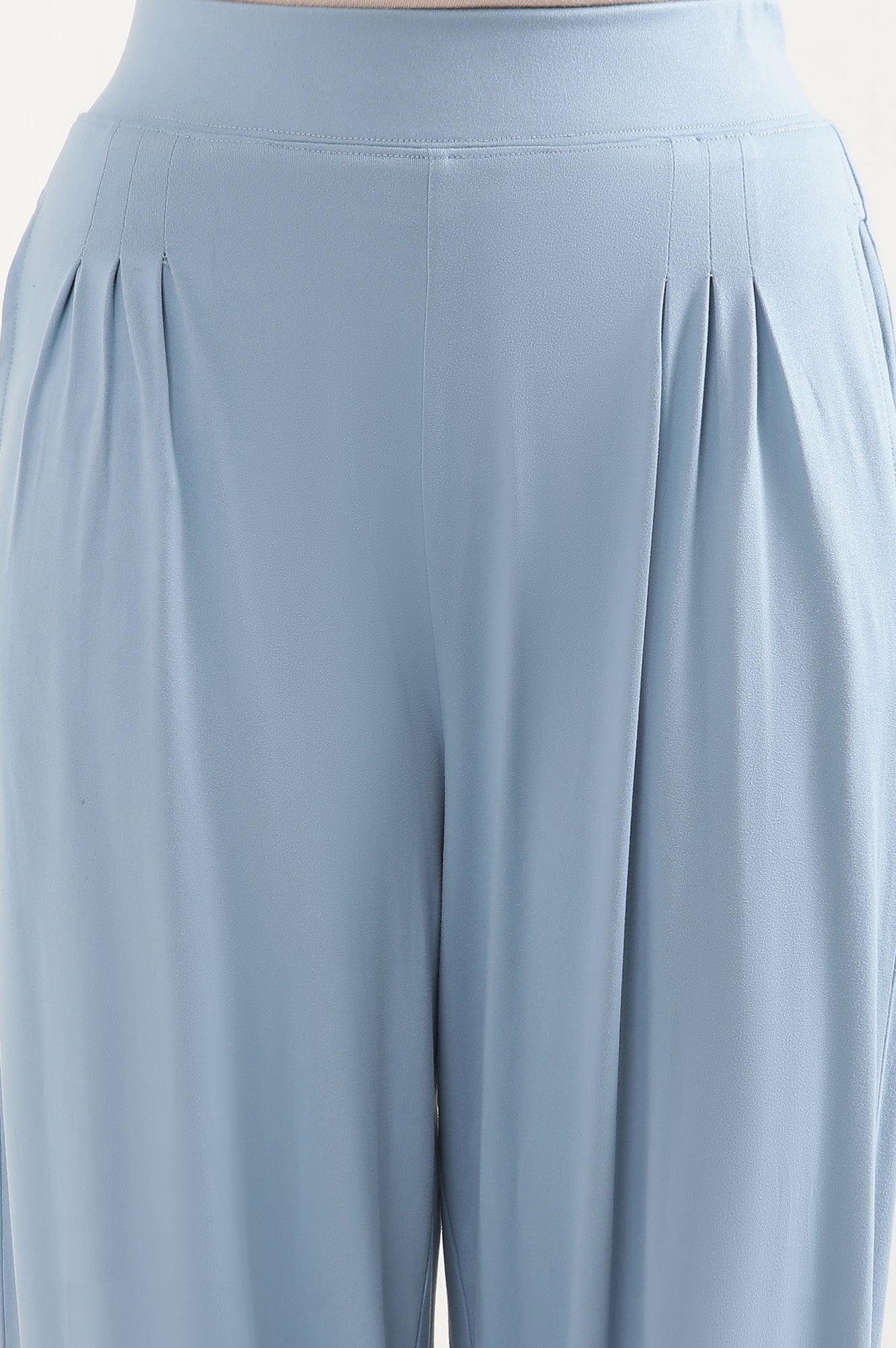 Light Blue Solid Pleated Harem Pants