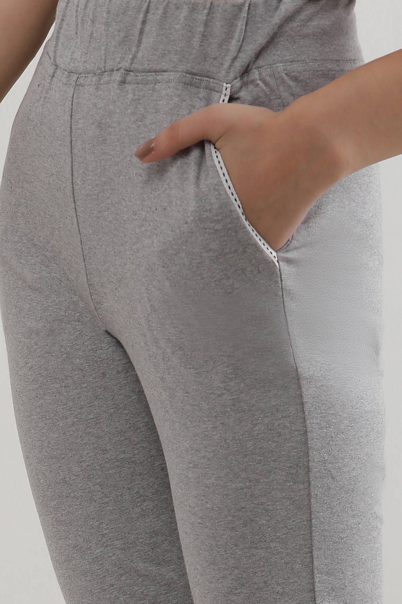 Grey Solid Straight Fit Cotton Culottes With Slip On Closure