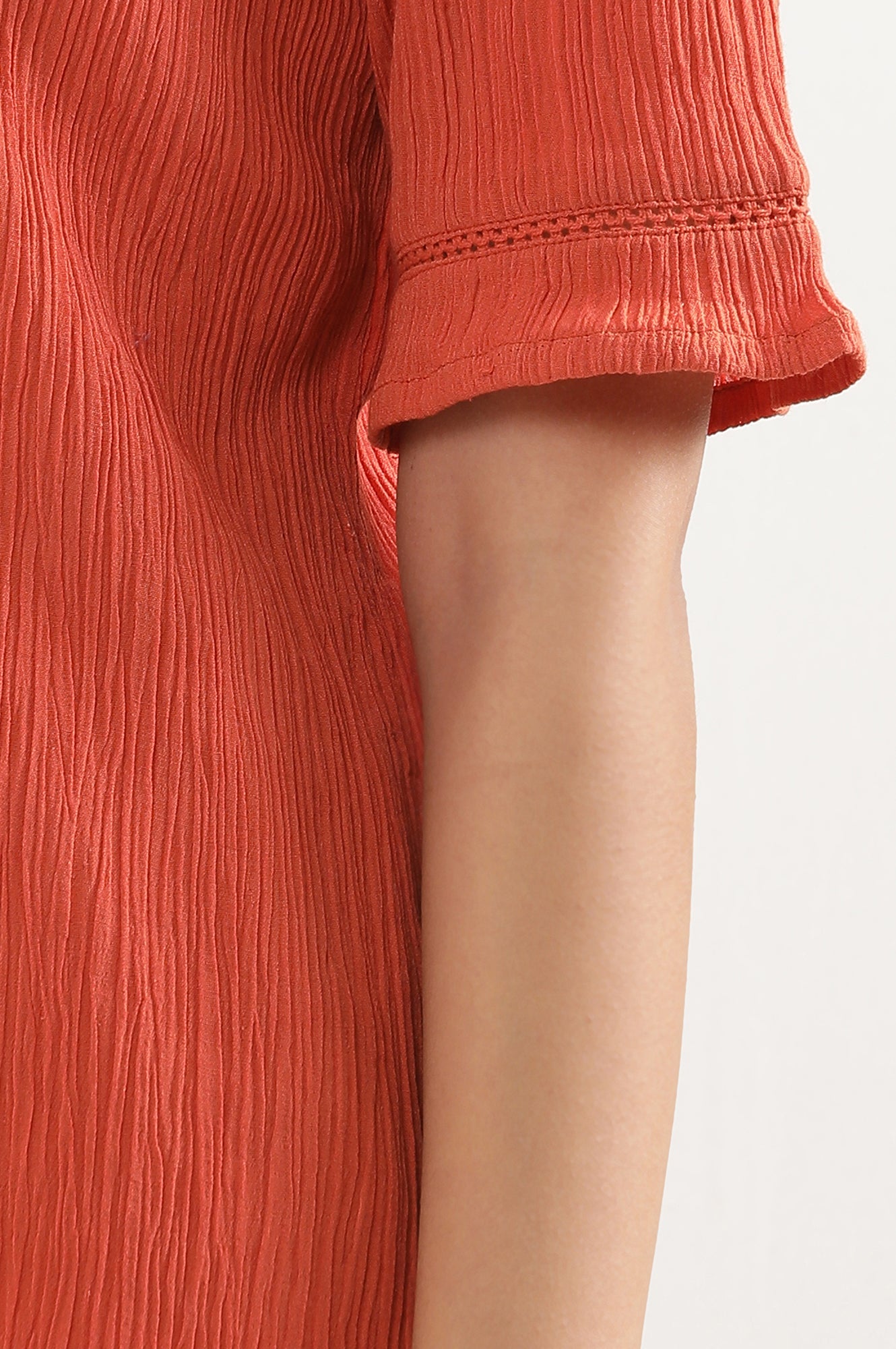 Rust Solid Straight Fit Rayon Palazzo With Elasticated Waist