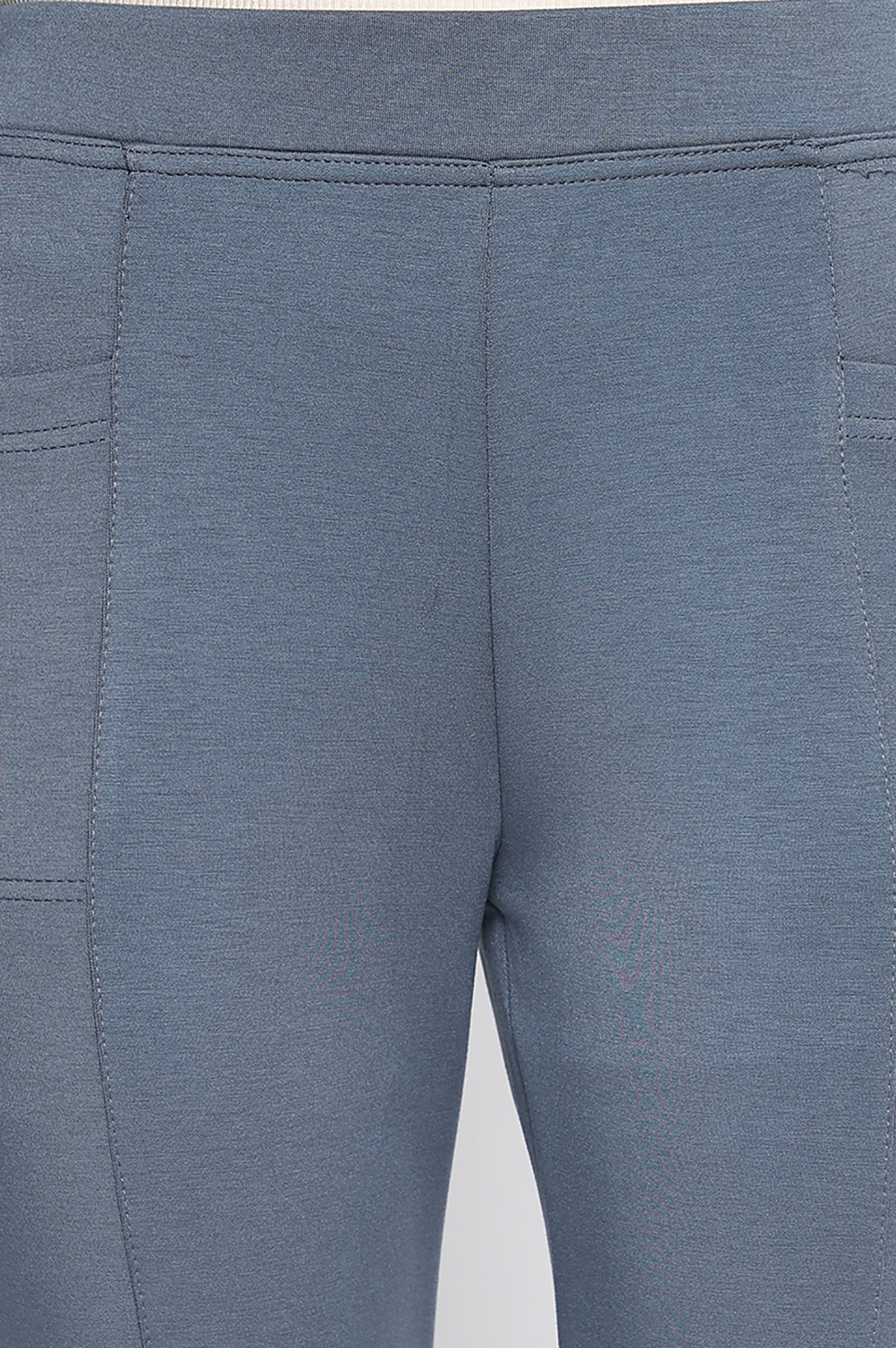 Grey Solid Mid-rise Ankle Length Yoga Tights
