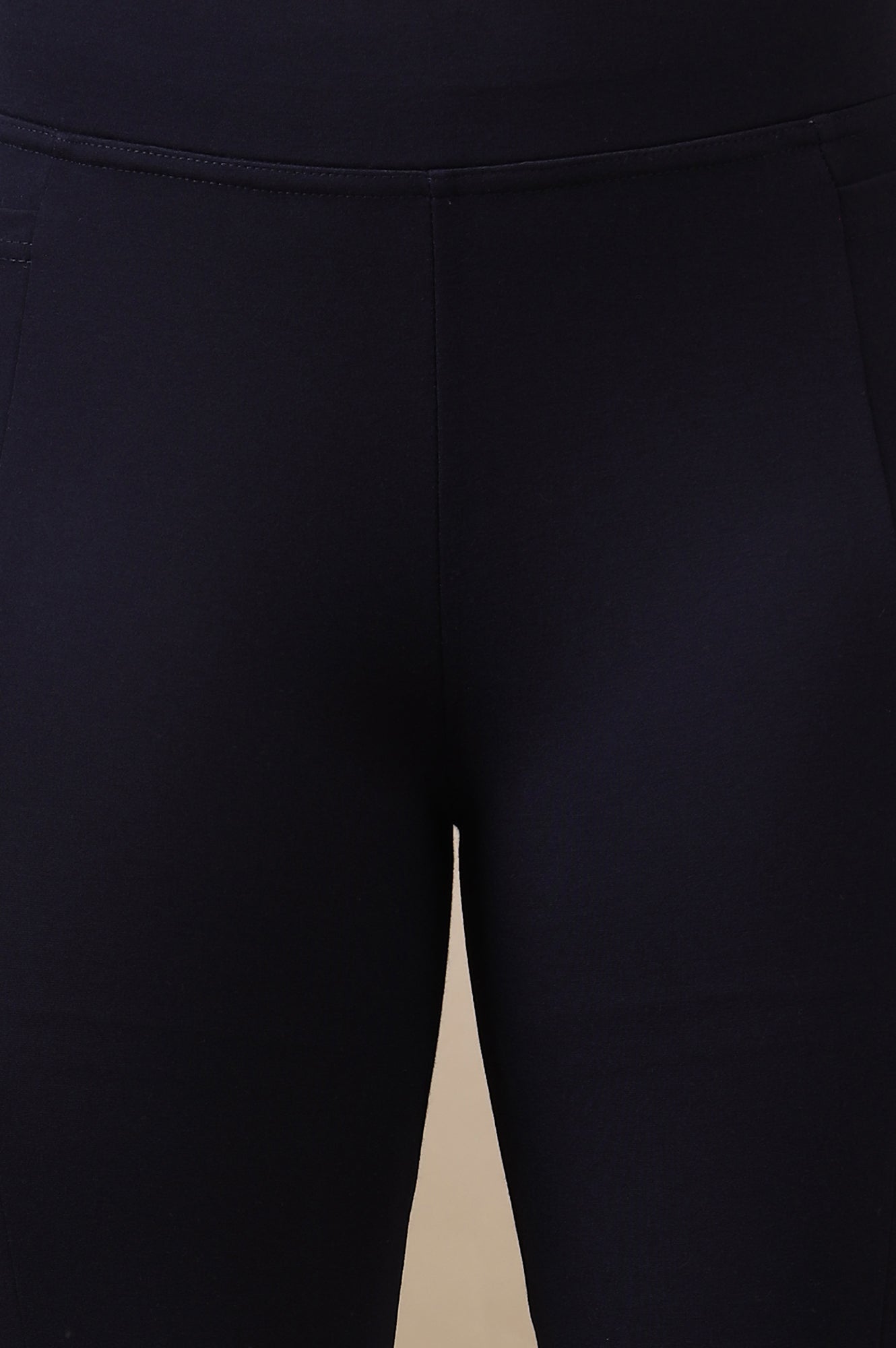 Navy Blue Flared Ankle Length Yoga Tights
