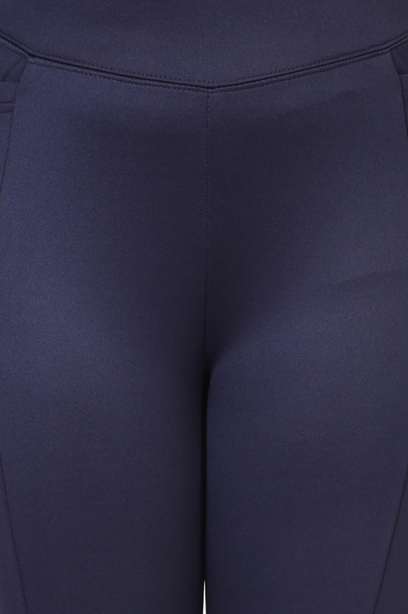 Navy Blue Solid Ankle-Length Rayon Tights