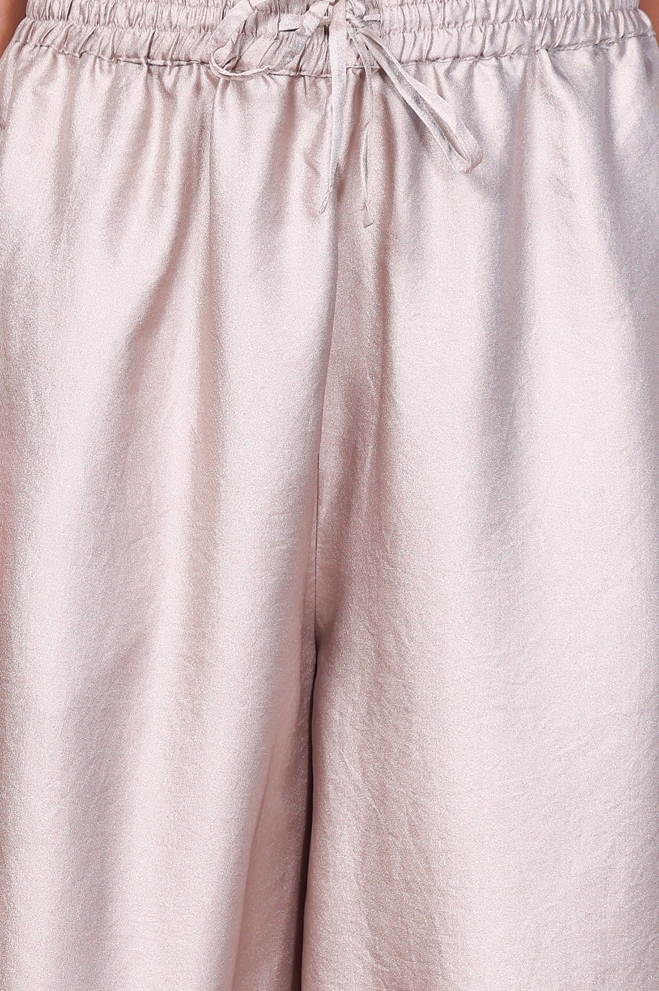 Silver Solid Relaxed-Leg Pants