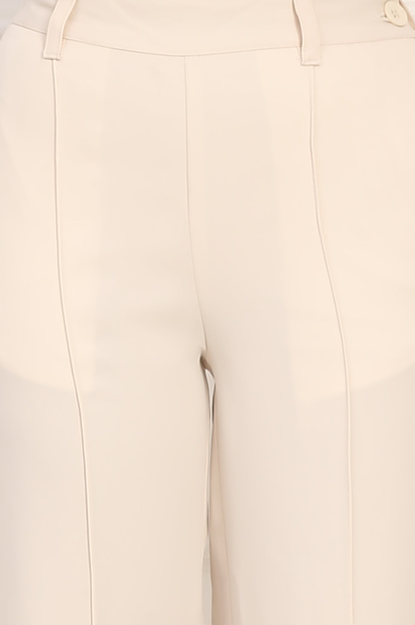 Beige Solid Straight Woven Pant Pant with YKK Zipper